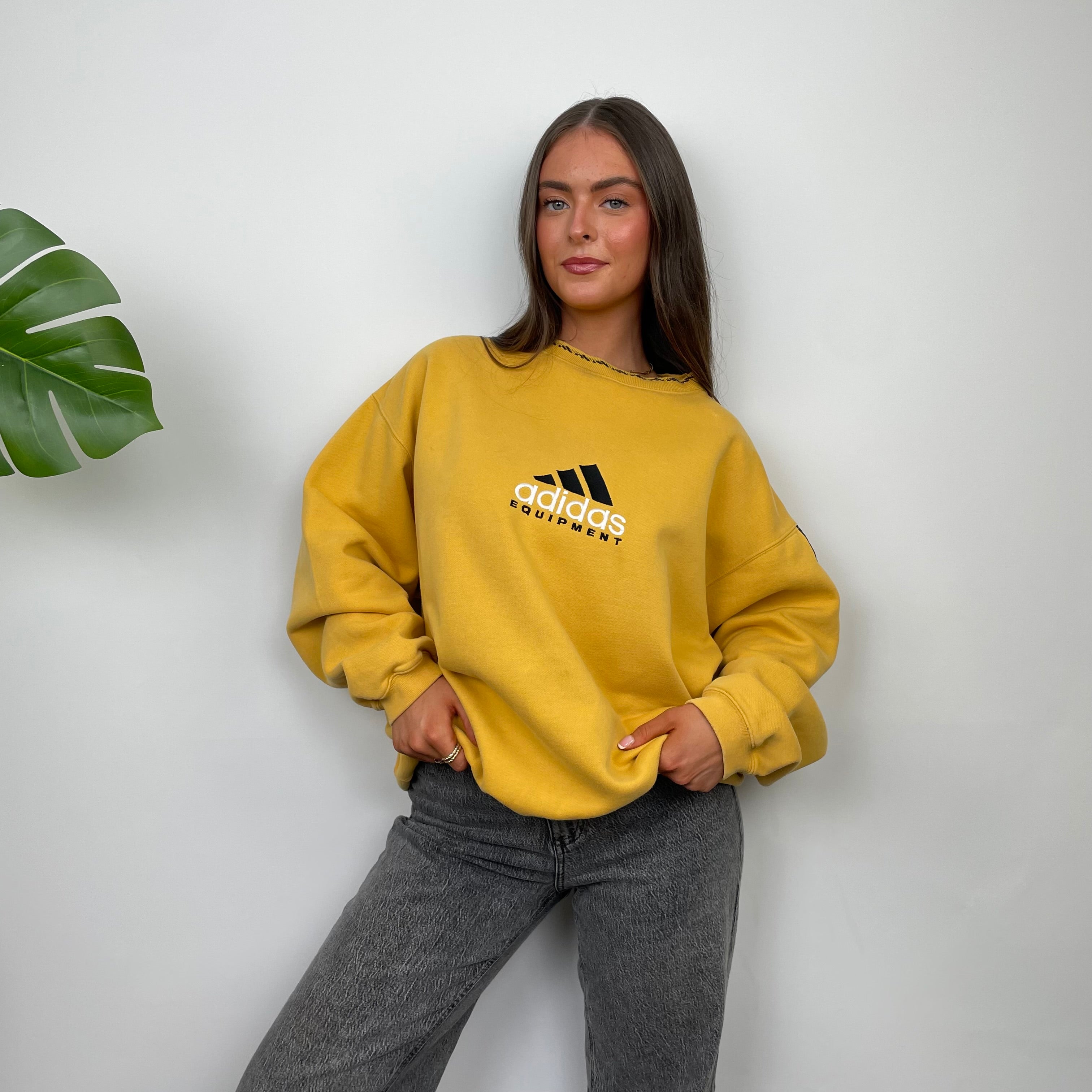 Adidas Equipment Yellow Embroidered Spell Out Sweatshirt (M)