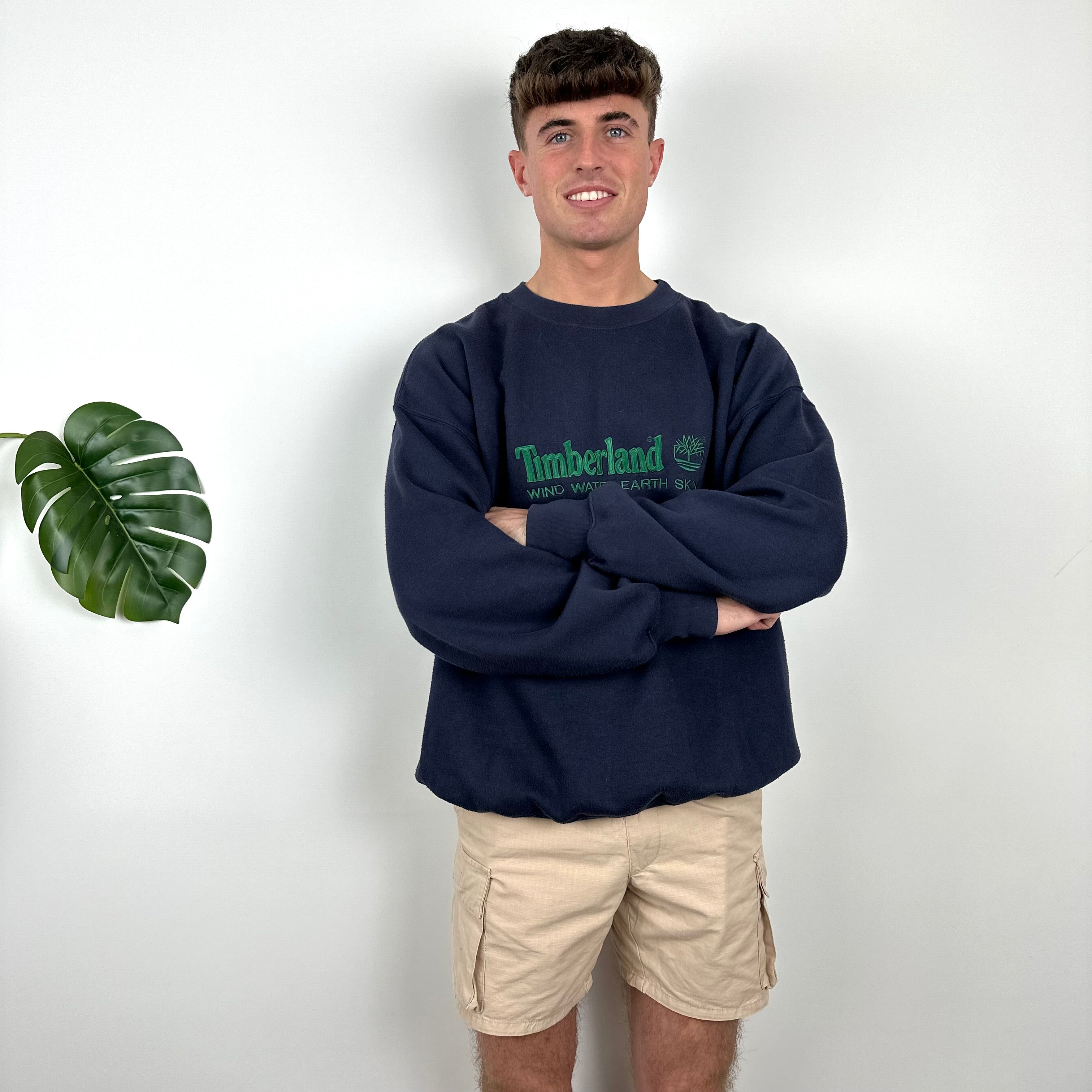 Timberland Navy Embroidered Spell Out Sweatshirt (L)