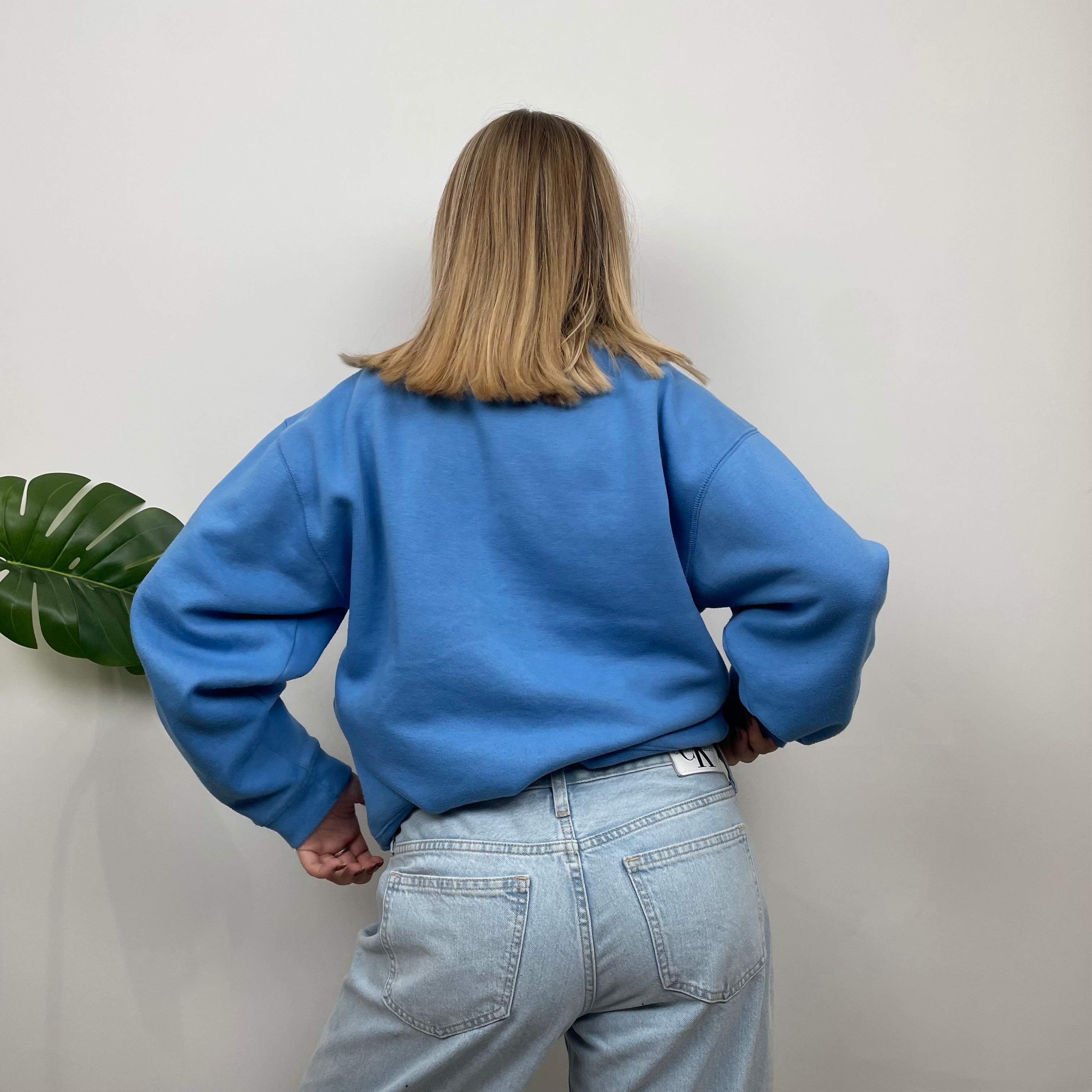 Reebok Blue Embroidered Spell Out Sweatshirt (S)