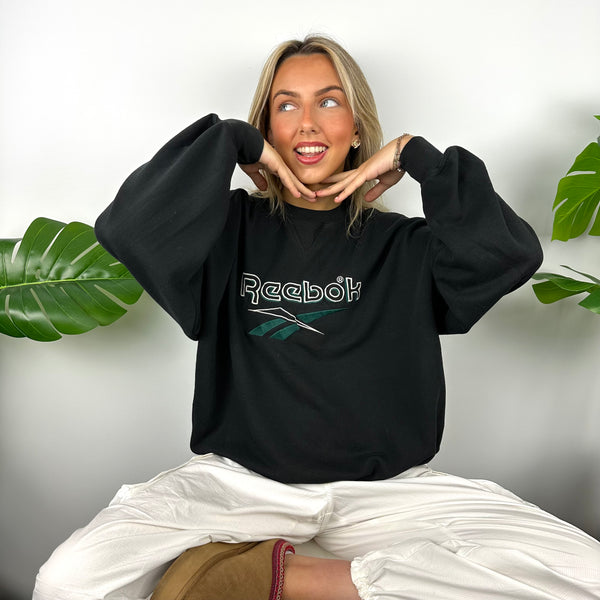 Reebok Black Embroidered Spell Out Sweatshirt (M)