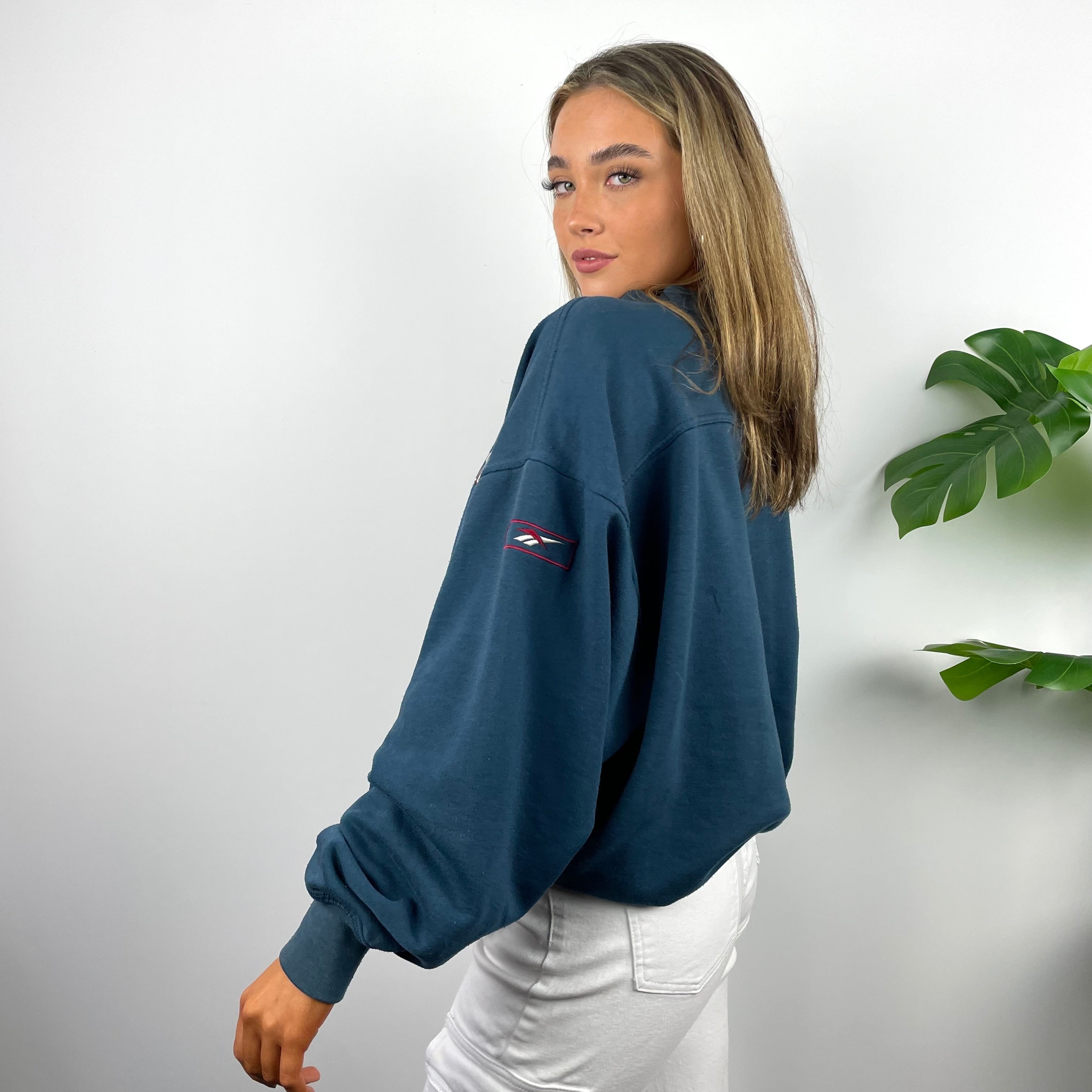 Reebok Turquoise Embroidered Spell Out Sweatshirt (M)