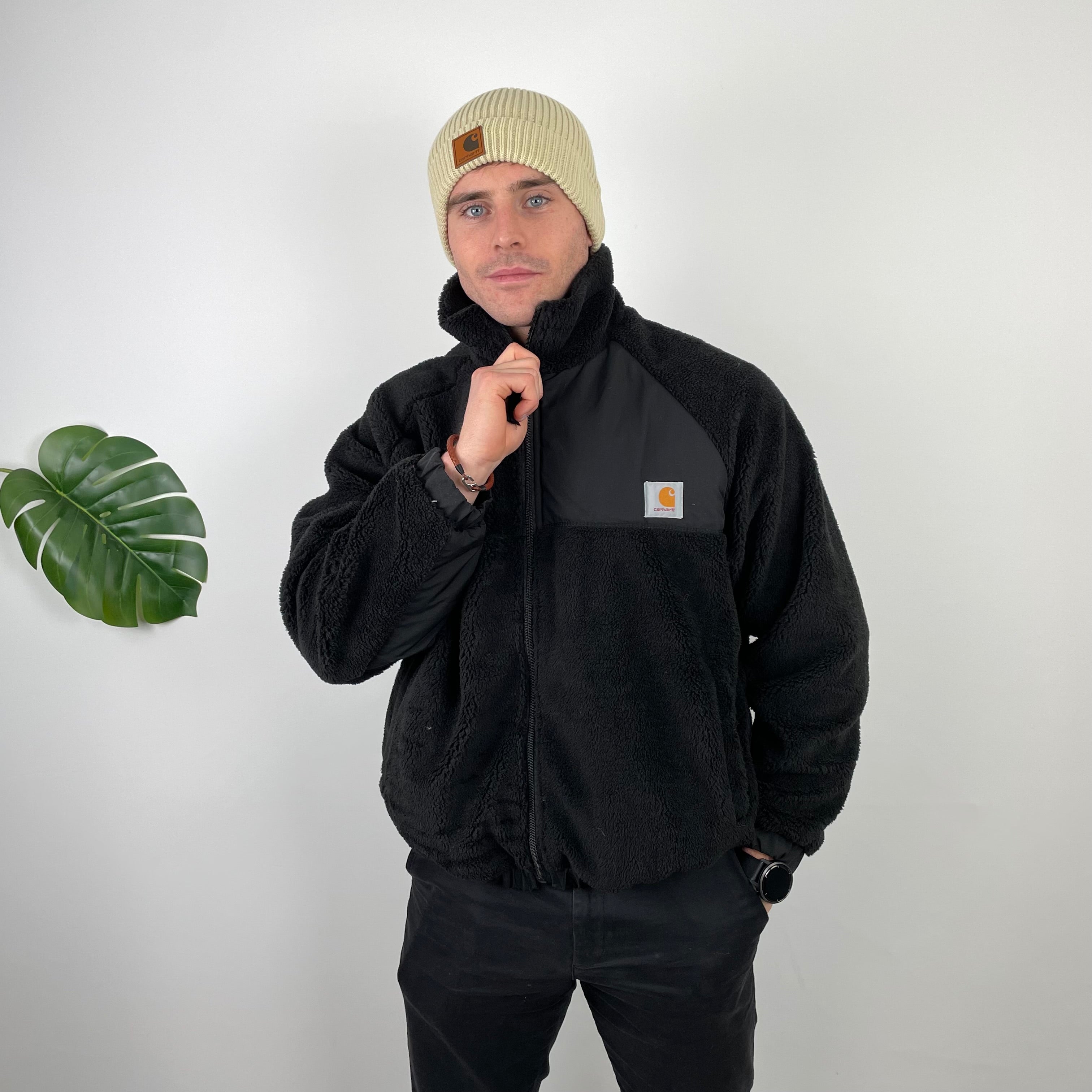 Carhartt Black Teddy Bear Sherpa Fleece Zip Up Jacket (L)