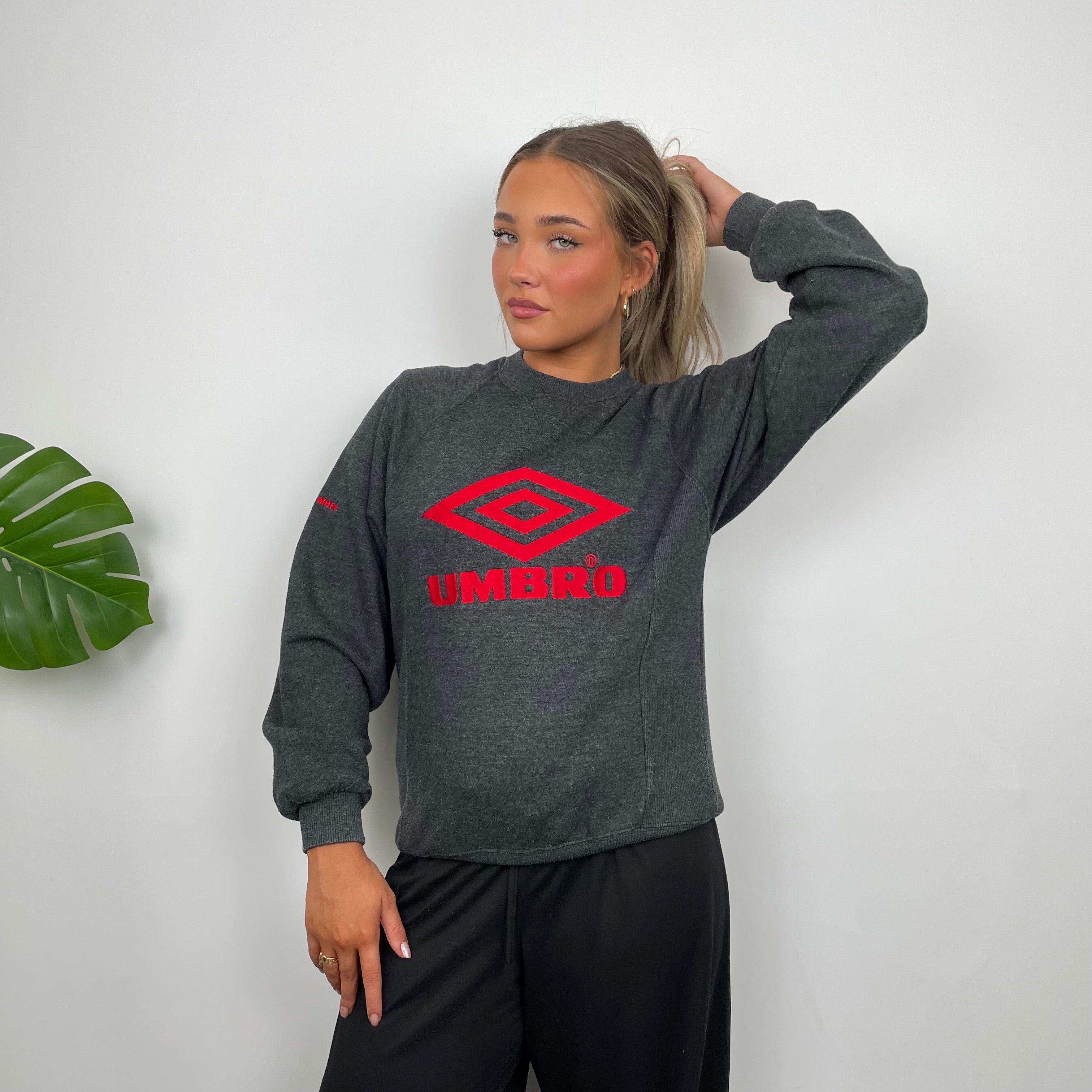 Umbro Grey Embroidered Spell Out Sweatshirt (XS)