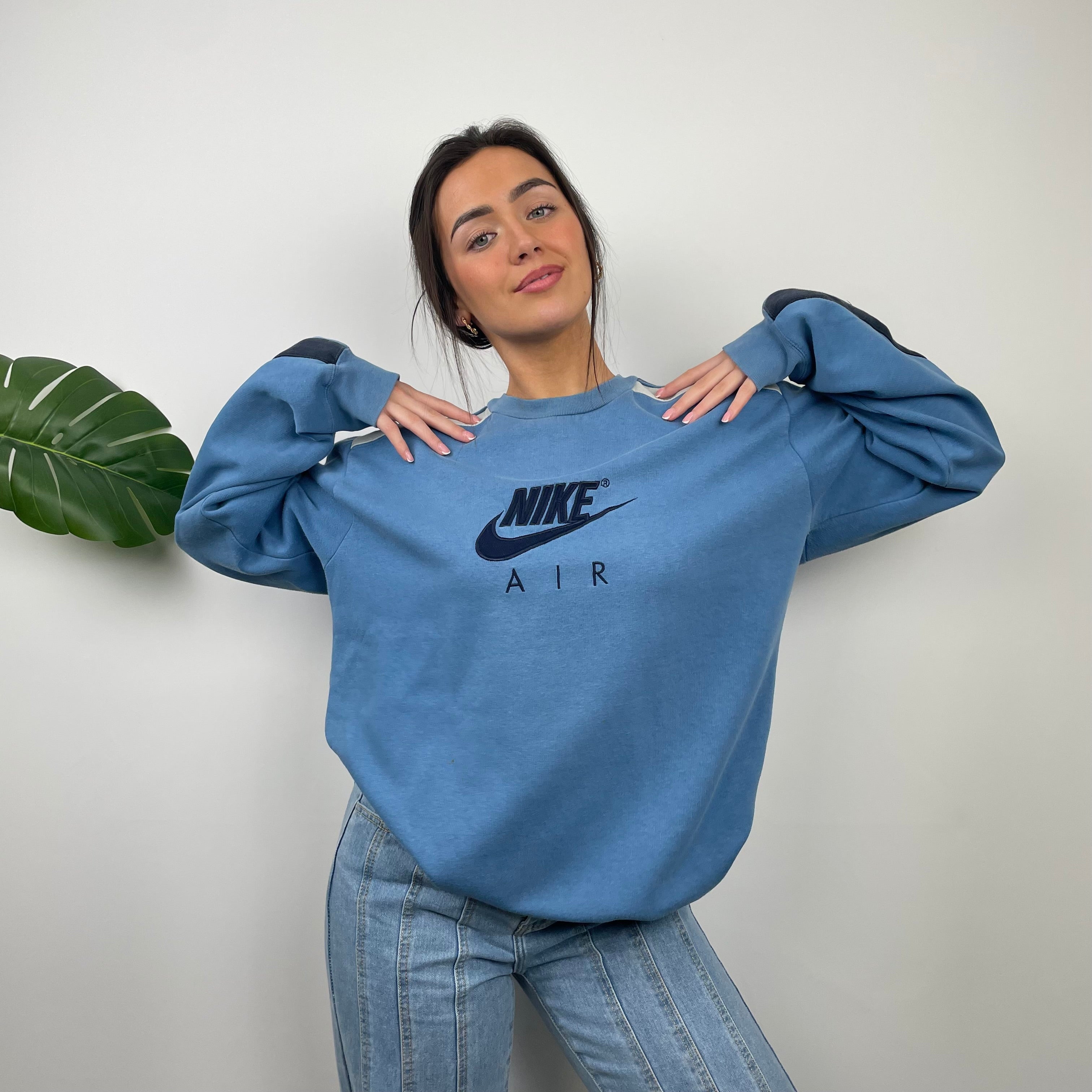 Nike Baby Blue Embroidered Spell Out Sweatshirt (L)