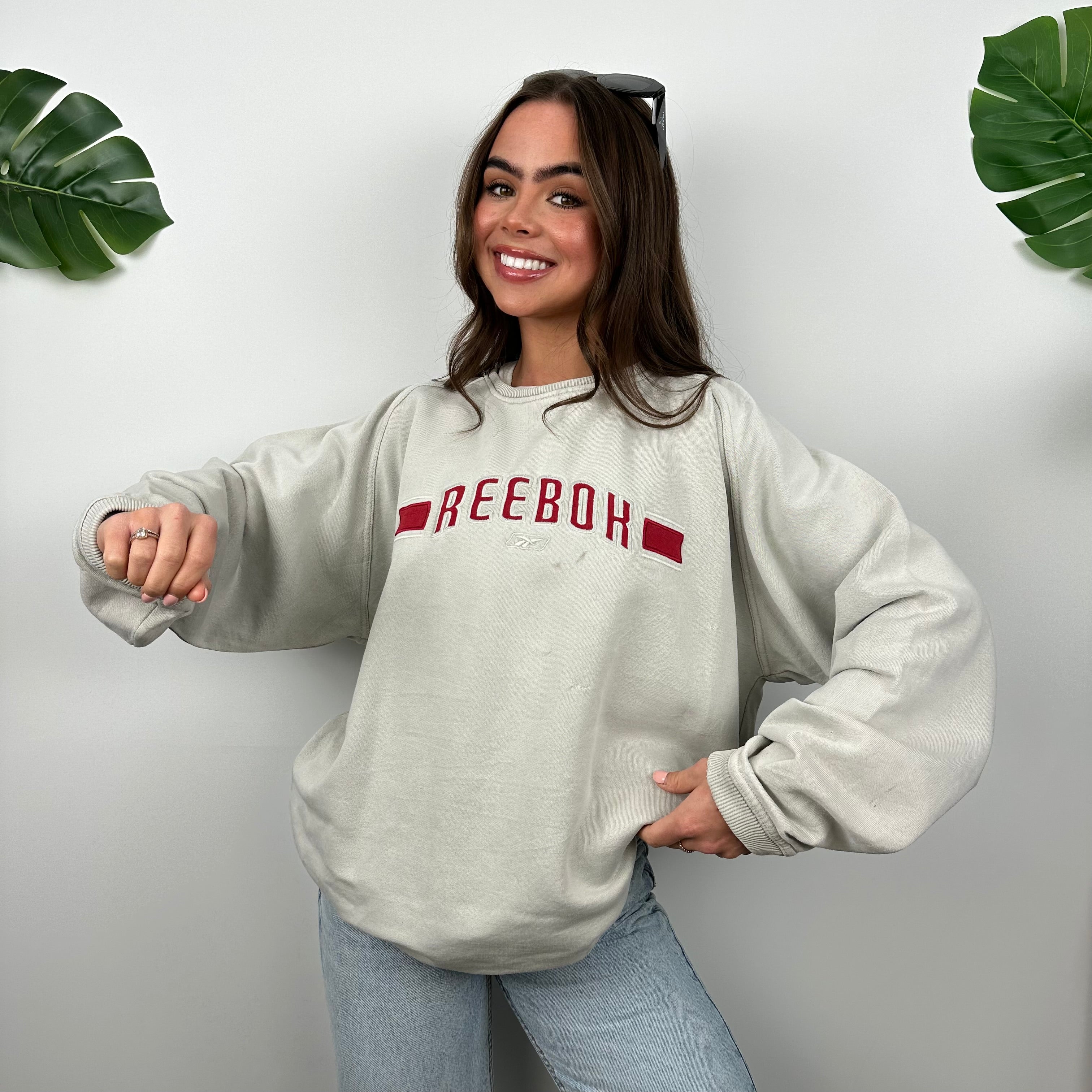 Reebok Grey Embroidered Spell Out Sweatshirt (L)