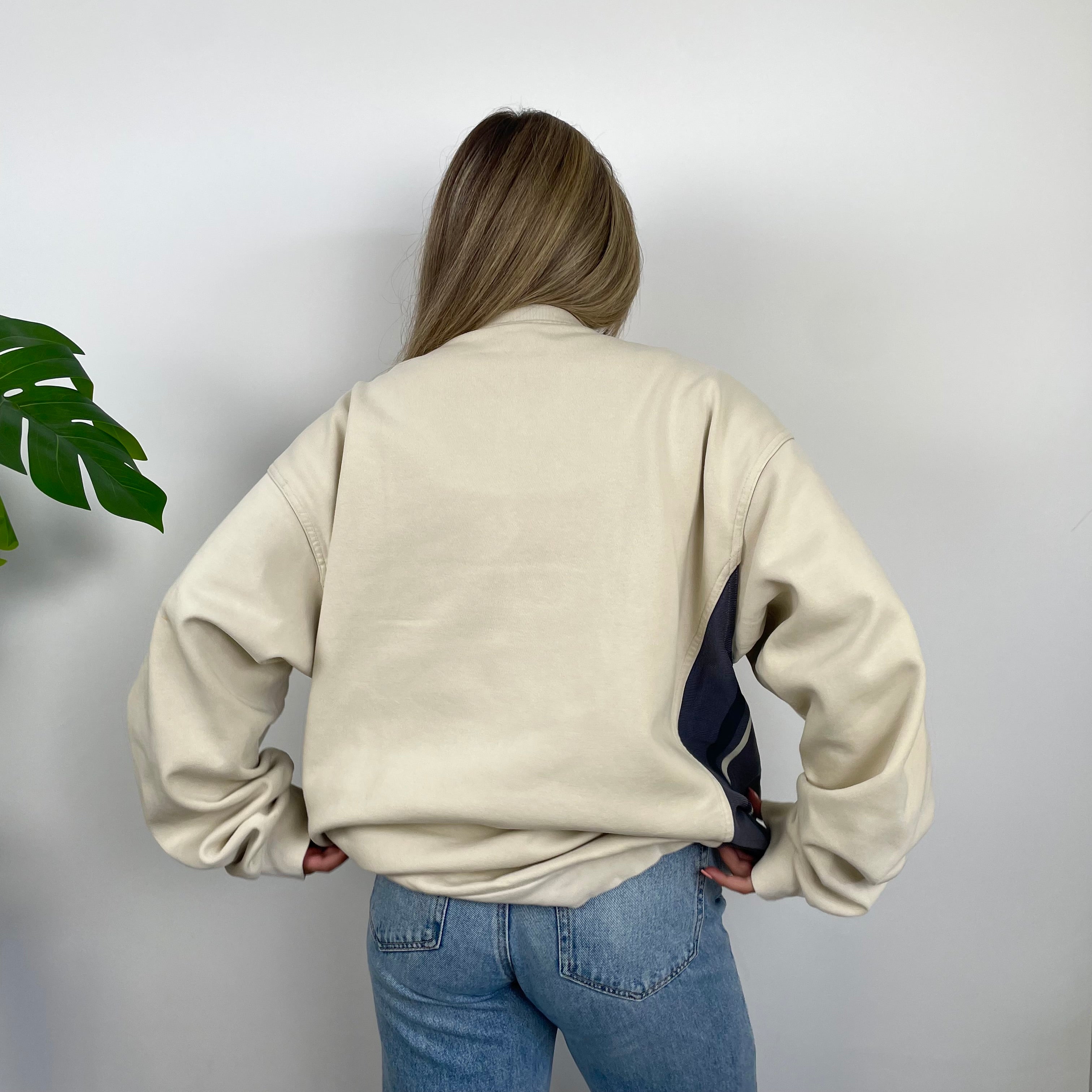Nike Cream Embroidered Swoosh Sweatshirt (XL)