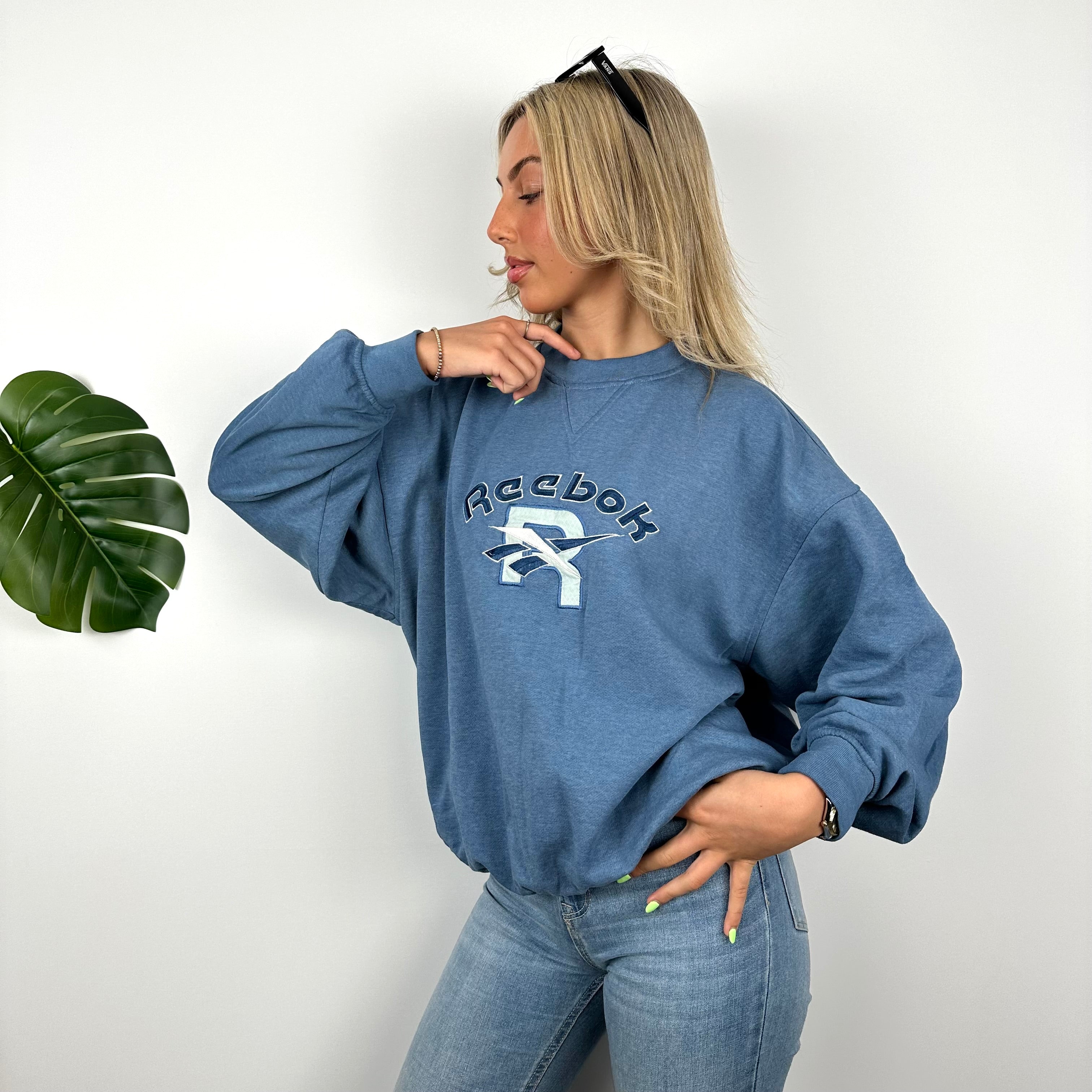 Reebok Baby Blue Embroidered Spell Out Sweatshirt (S)