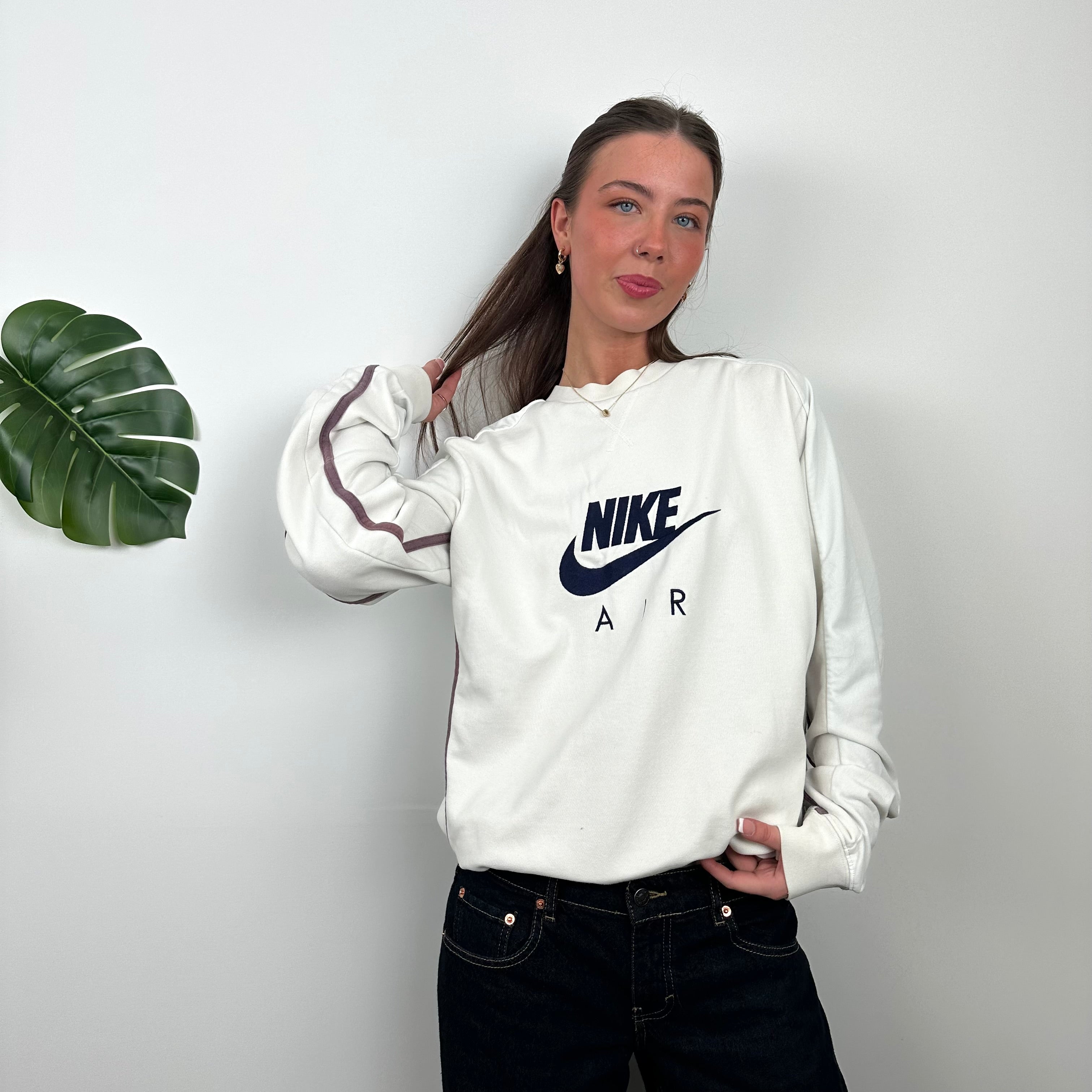 Nike Air RARE White Embroidered Spell Out Sweatshirt (M)