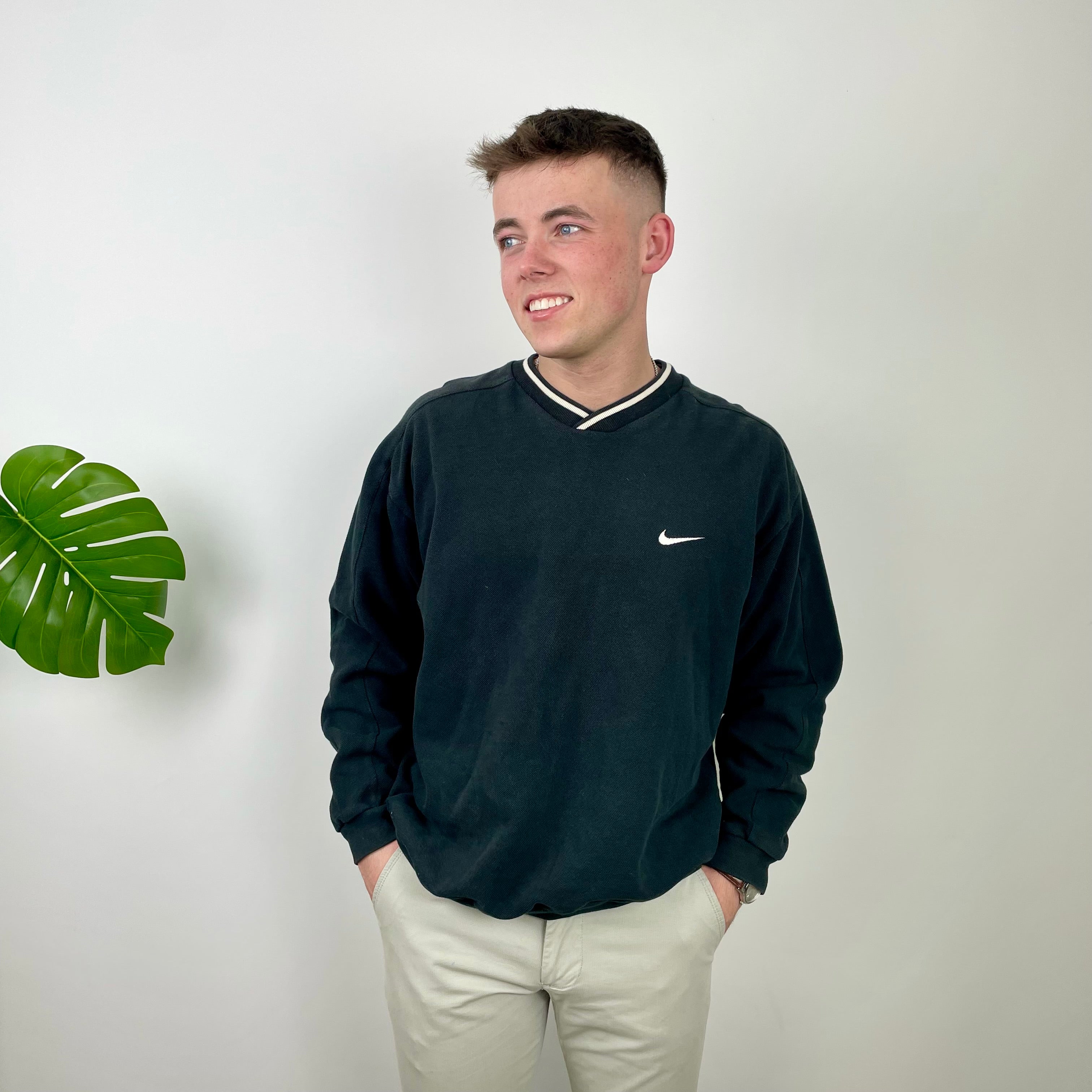 Nike Black Embroidered Swoosh Sweatshirt (L)