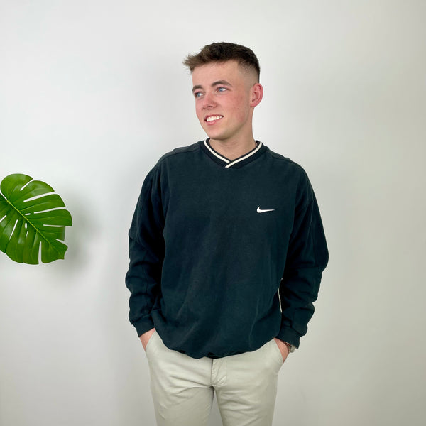 Nike Black Embroidered Swoosh Sweatshirt (L)