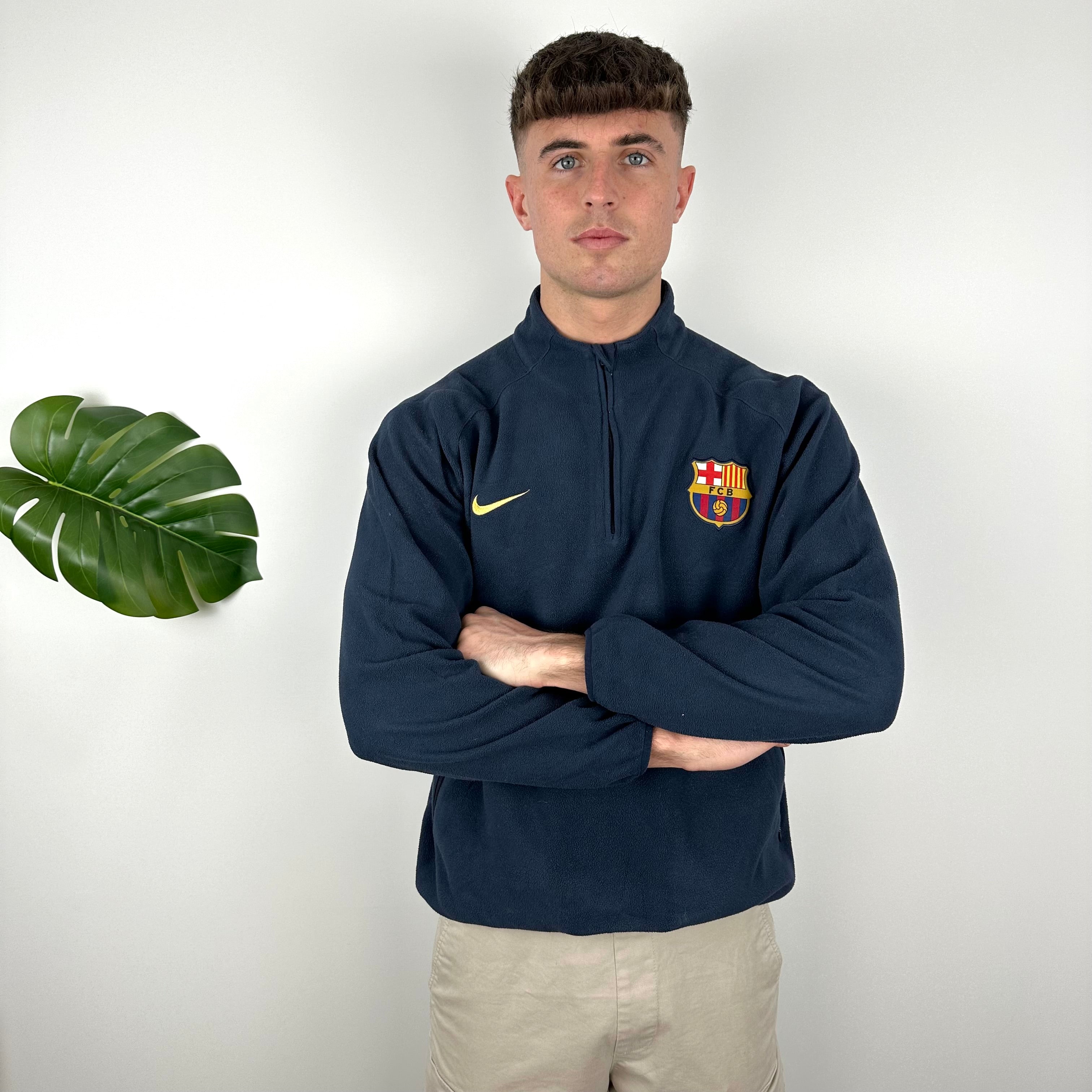 Nike x Barcelona FC RARE Embroidered Spell Out Fleece Quarter Zip (L)