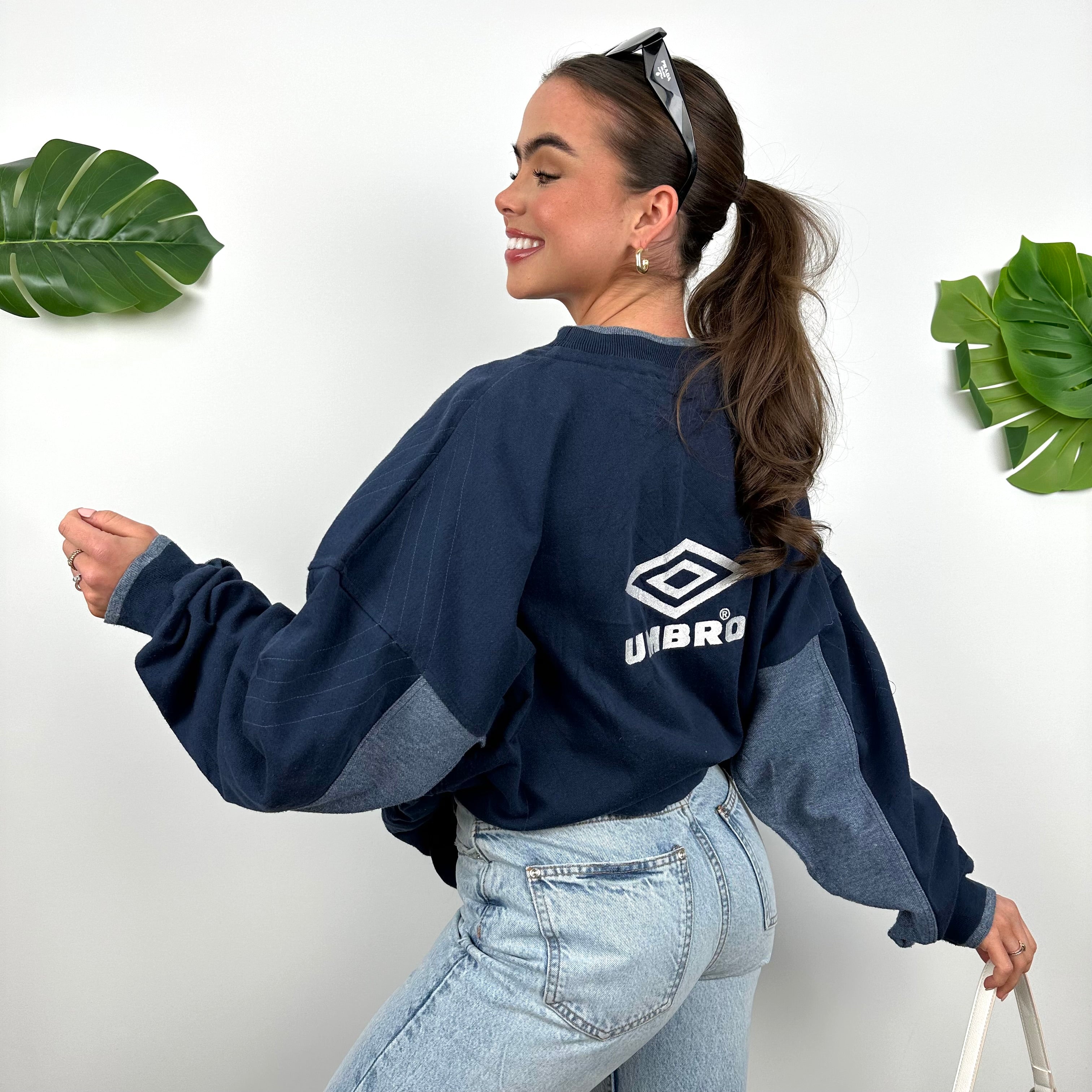 Umbro Navy Embroidered Spell Out Sweatshirt (XL)