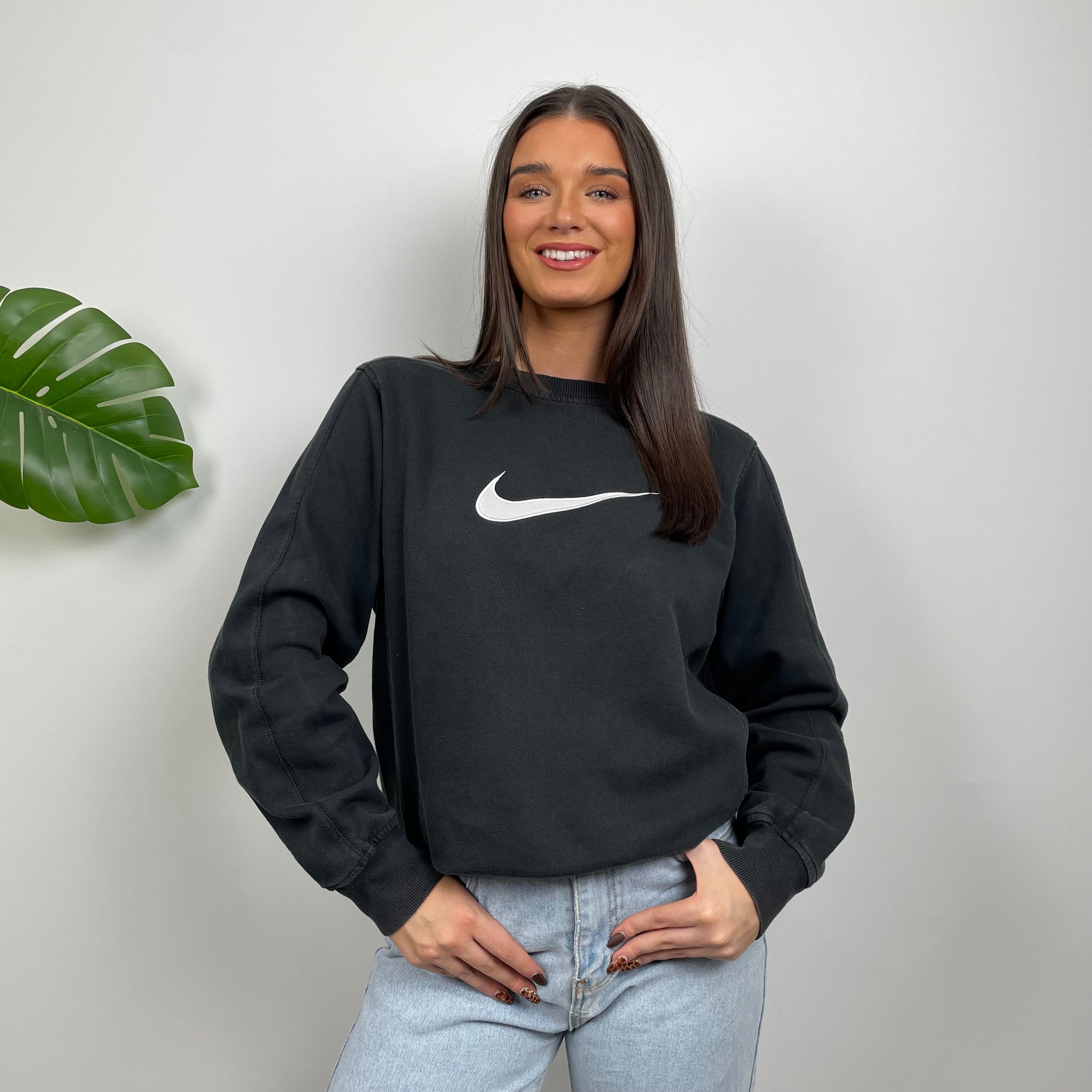 Nike Black Embroidered Swoosh Sweatshirt (S)