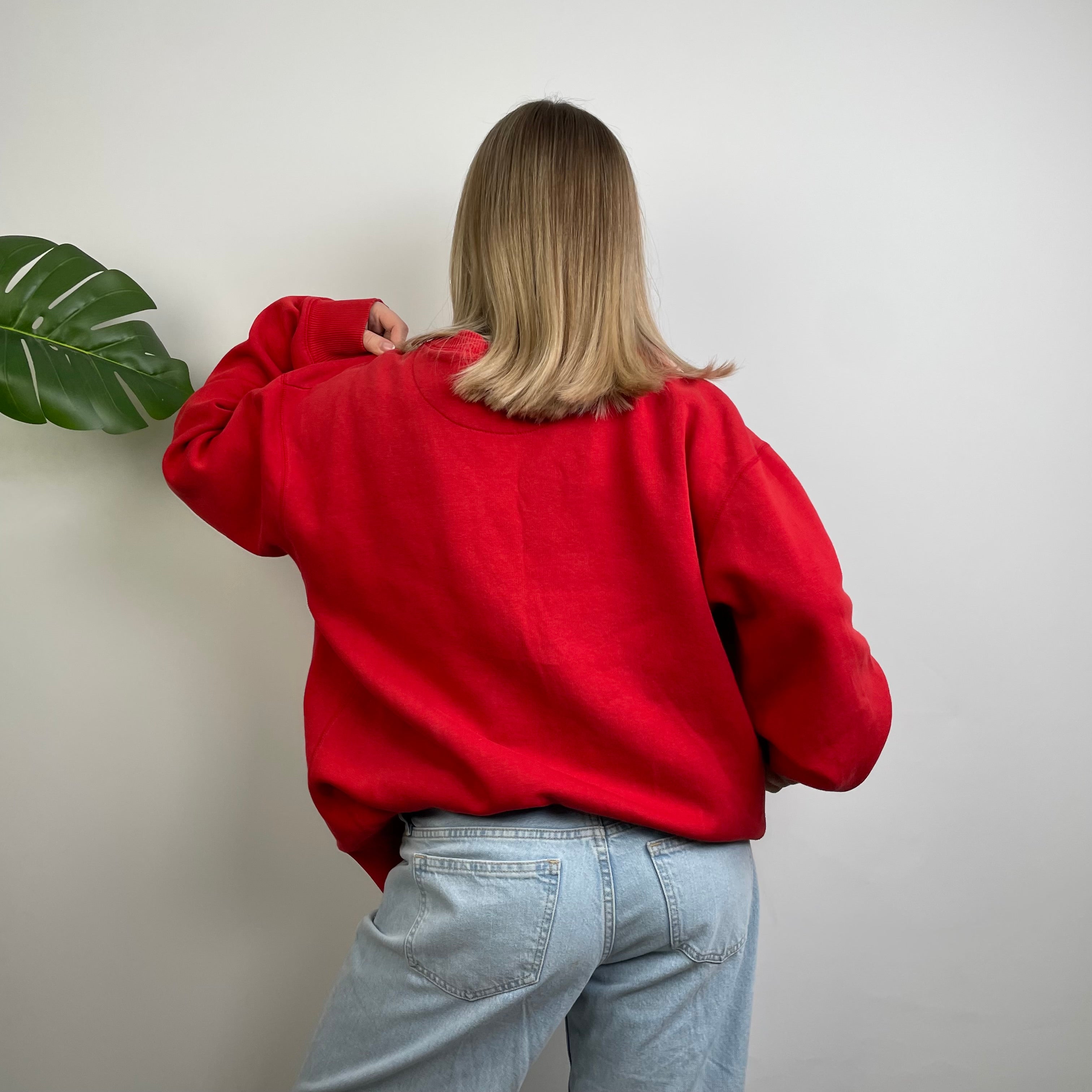 Nike Red Embroidered Swoosh Sweatshirt (XL)