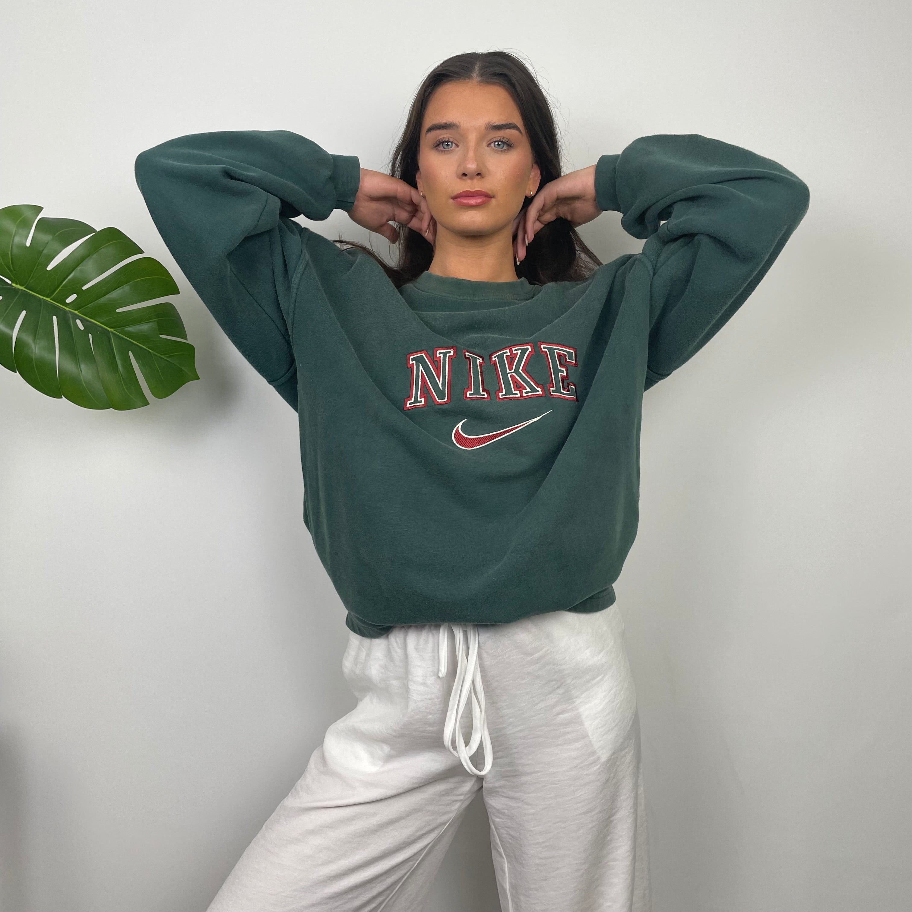 Nike Green Embroidered Spell Out Sweatshirt (XL)