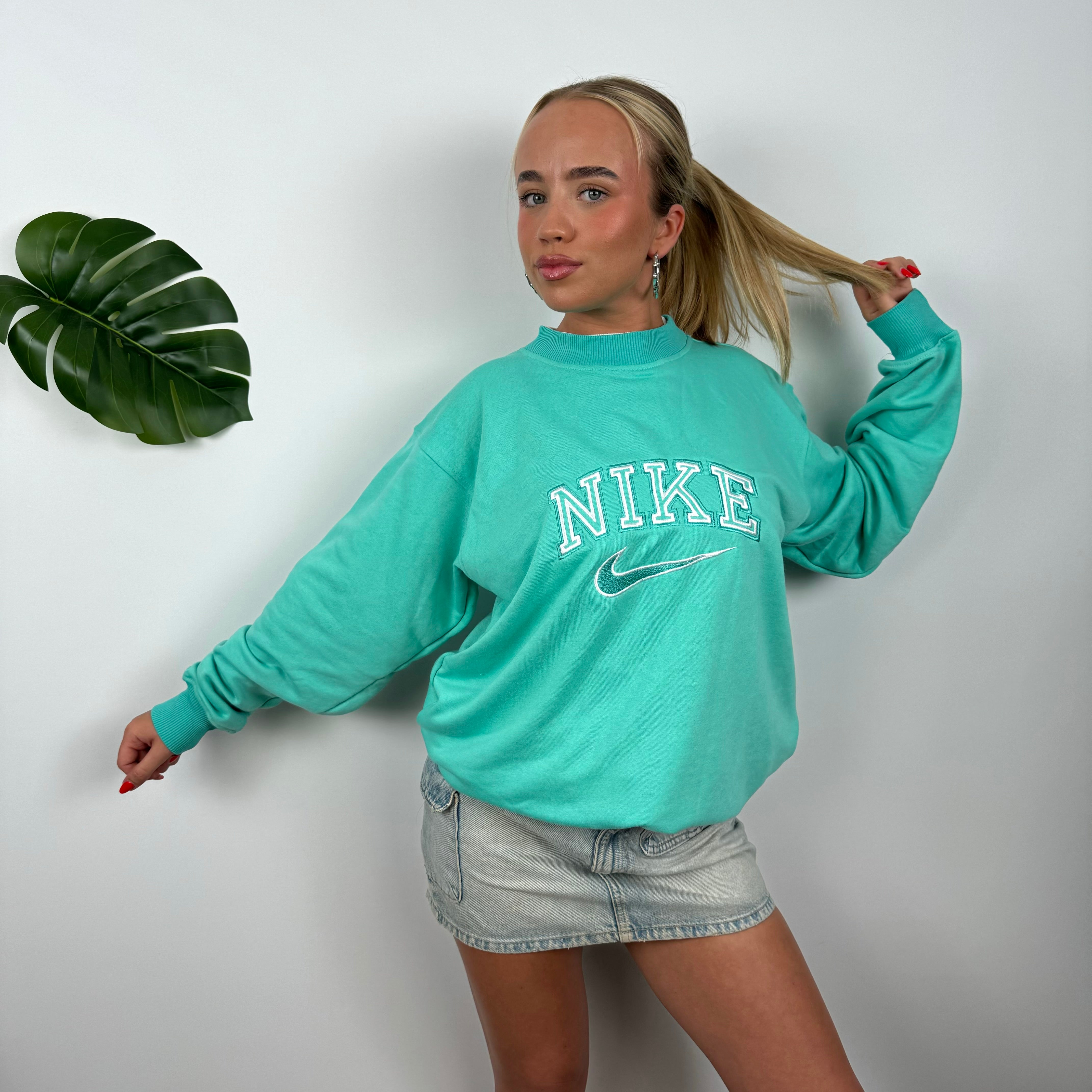 Nike Turquoise Embroidered Spell Out Sweatshirt (M)