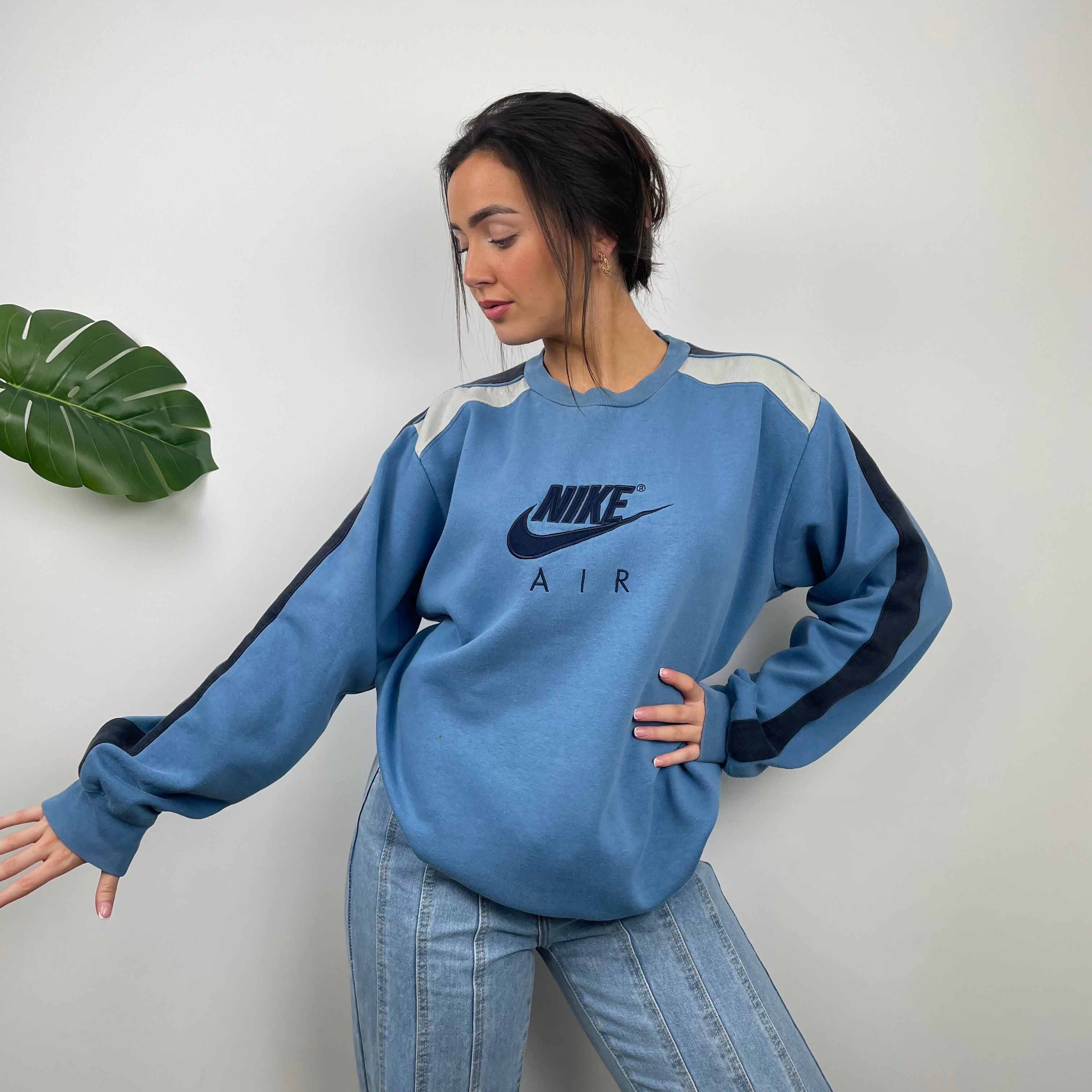 Nike Baby Blue Embroidered Spell Out Sweatshirt (L)