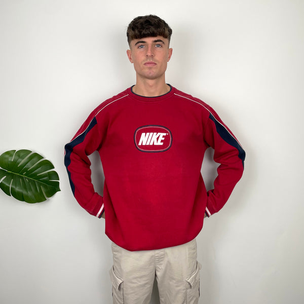 Nike Red Embroidered Spell Out Sweatshirt (L)