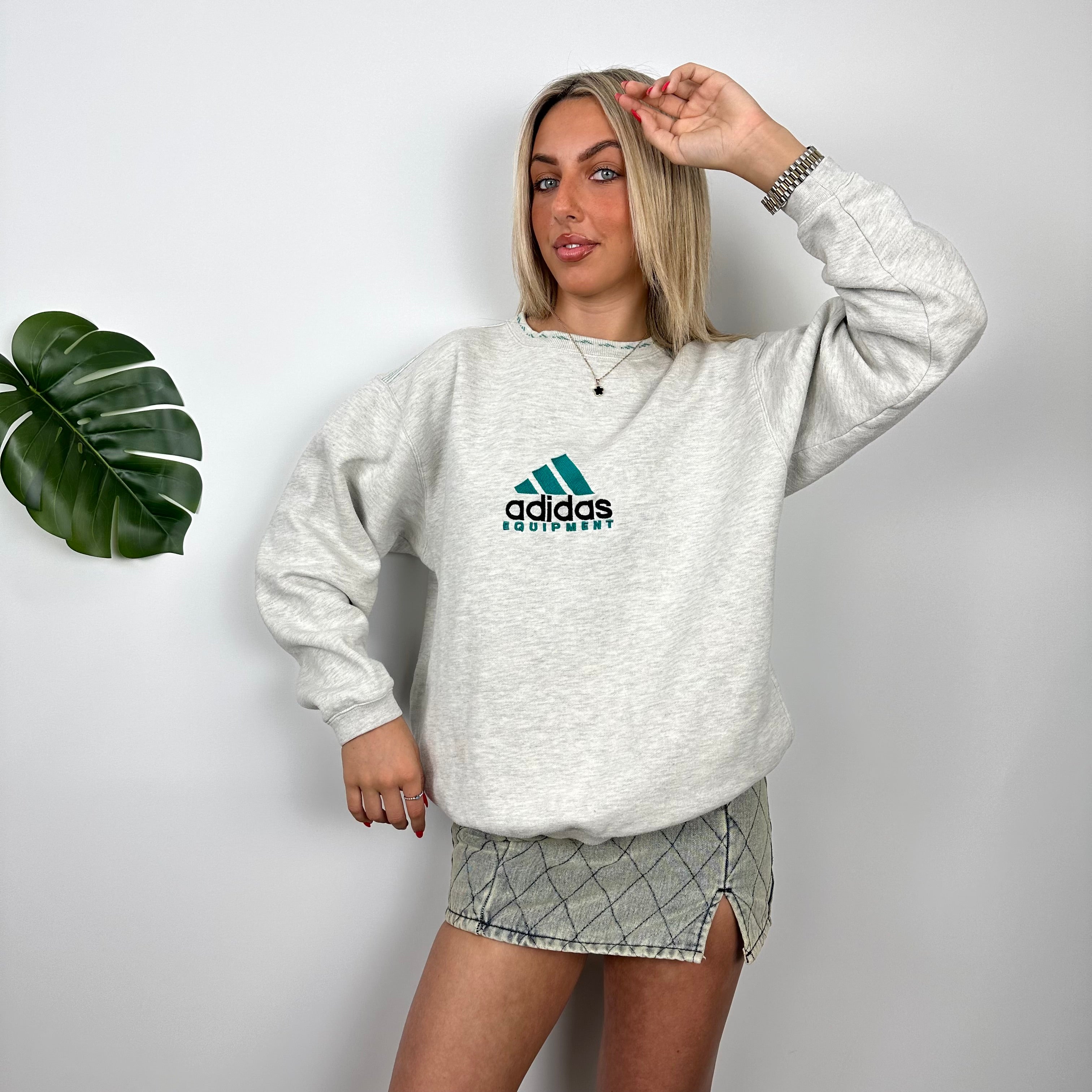 Adidas Equipment Grey Embroidered Spell Out Sweatshirt (M)