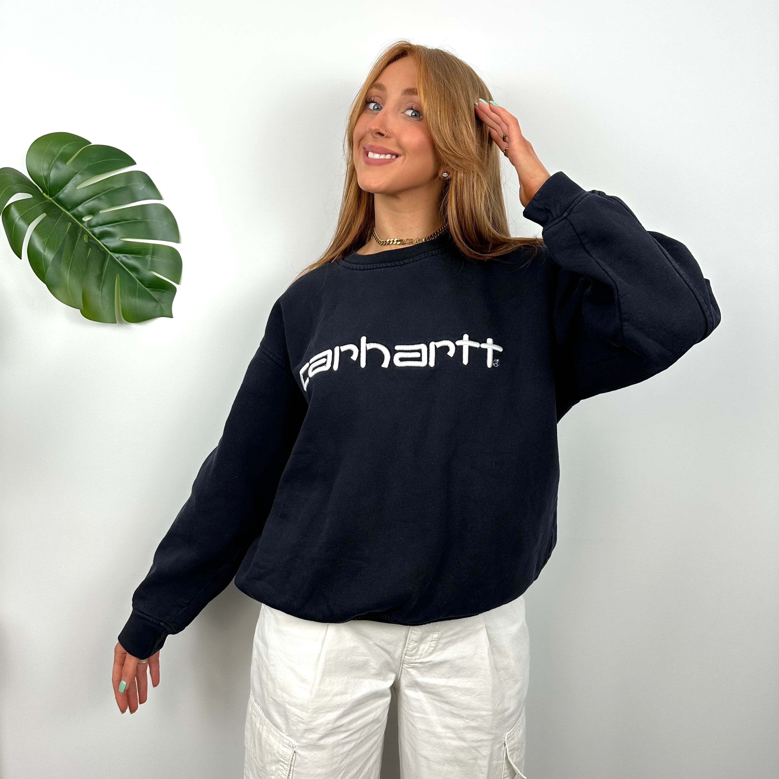 Carhartt Navy Embroidered Spell Out Sweatshirt (L)