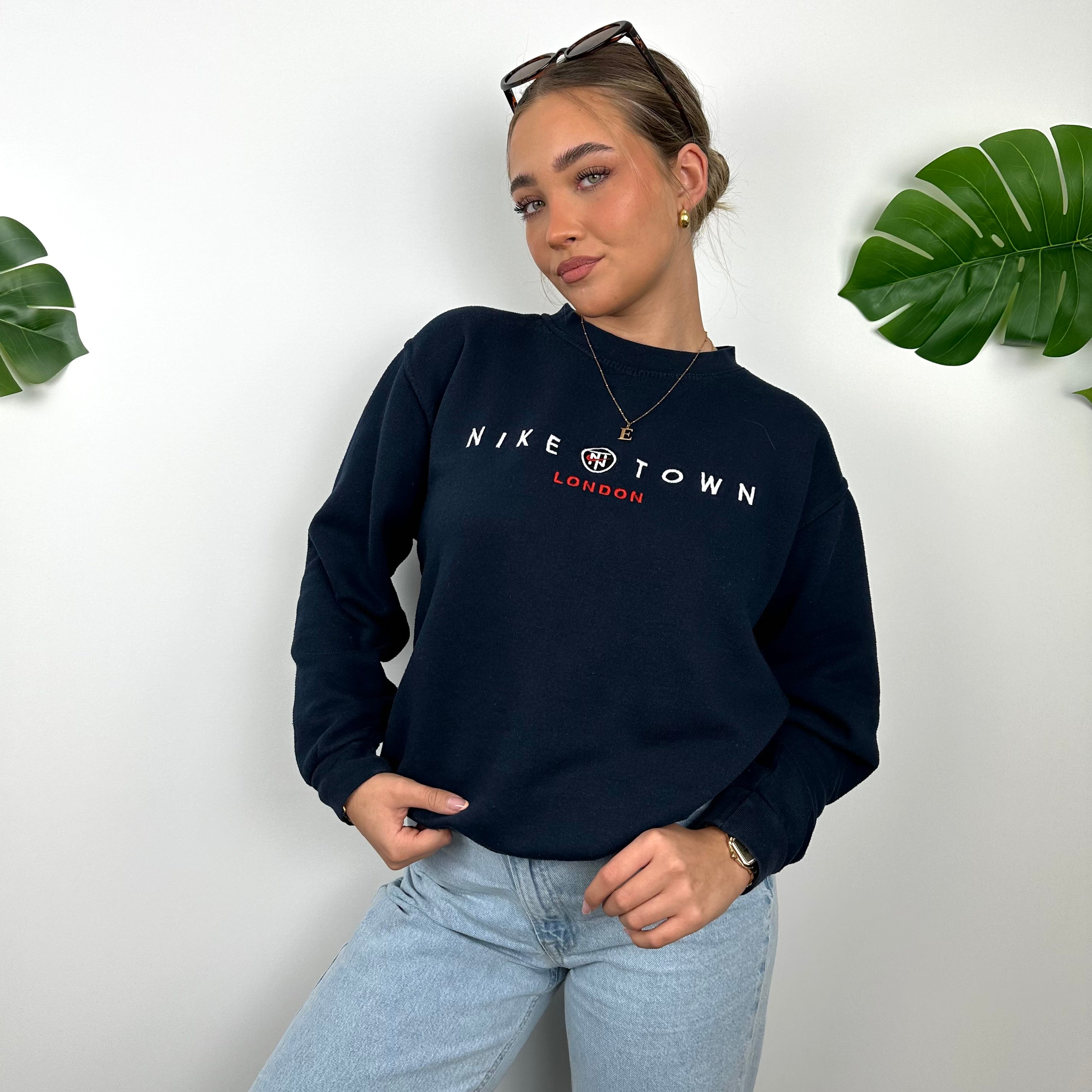 Nike Town London Navy Embroidered Spell Out Sweatshirt (S)