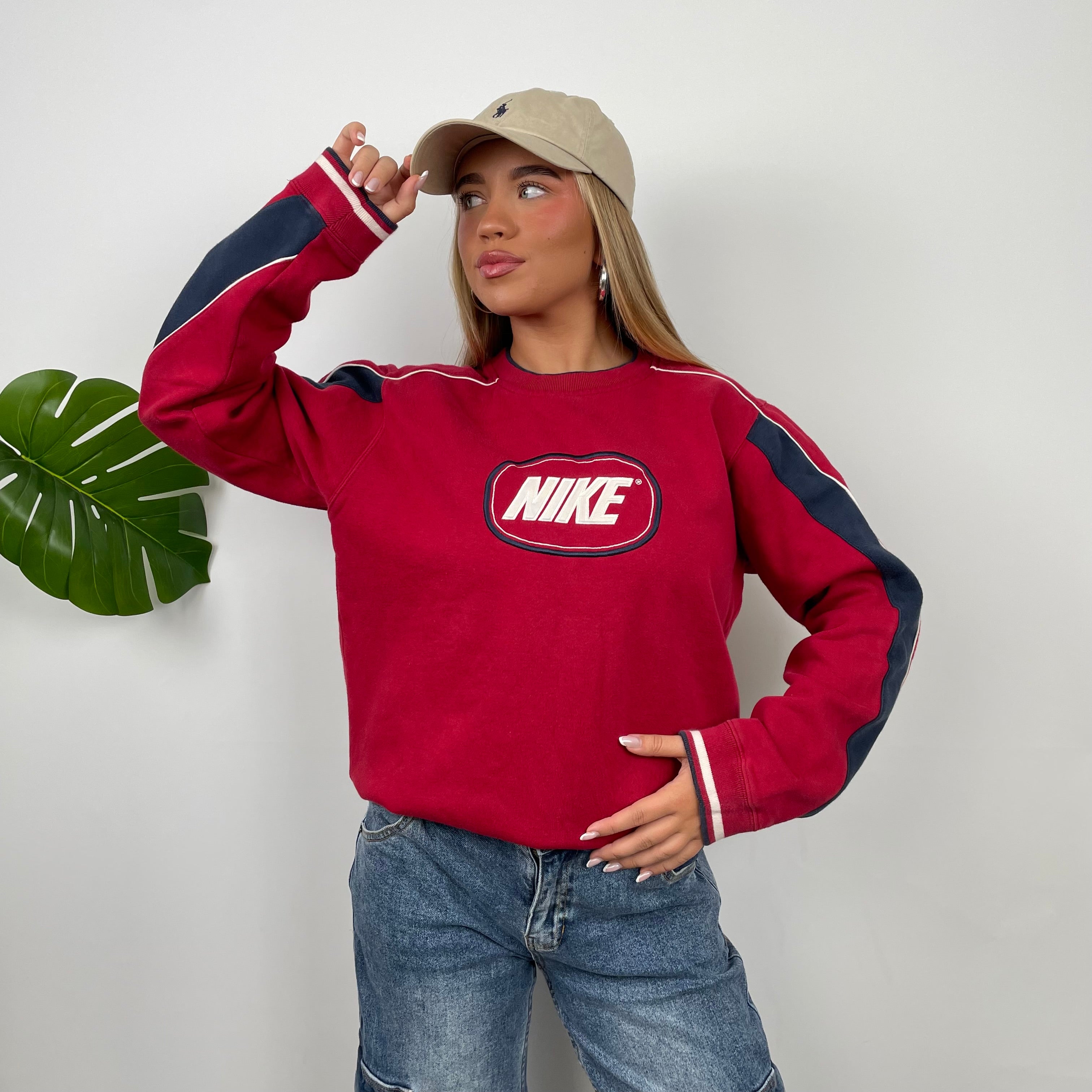 Nike Red Embroidered Spell Out Sweatshirt (S)