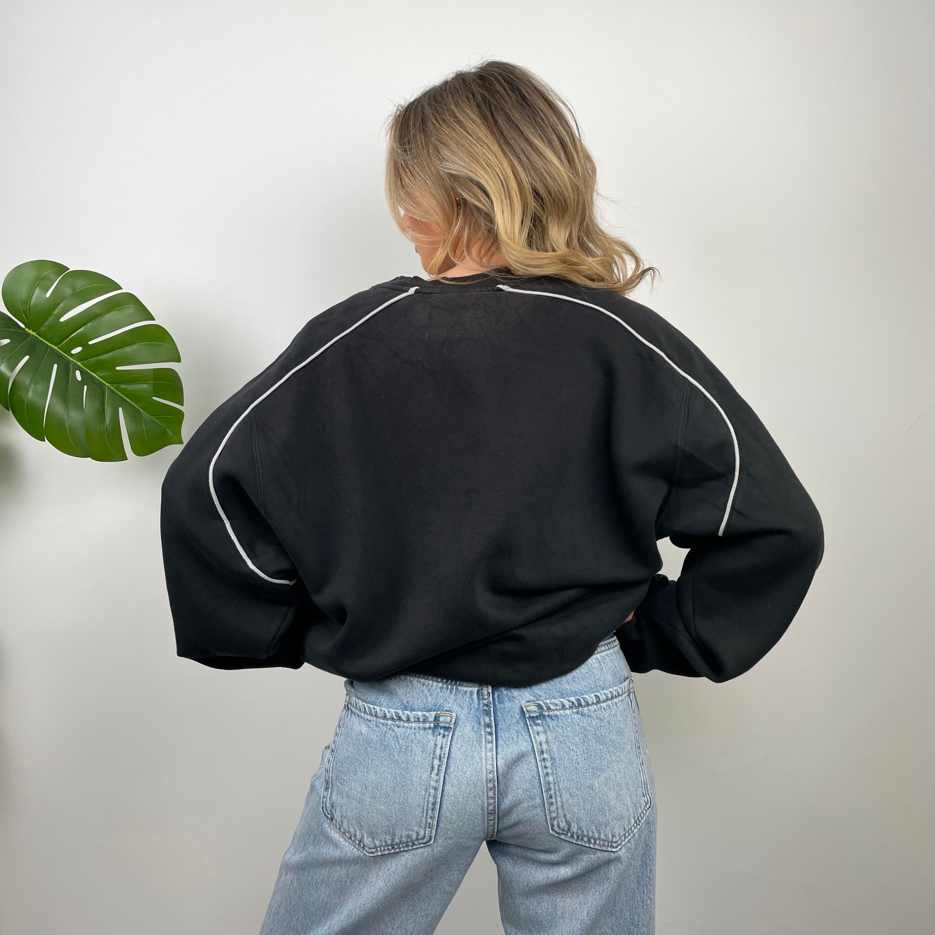 Adidas Black Embroidered Spell Out Sweatshirt (XL)