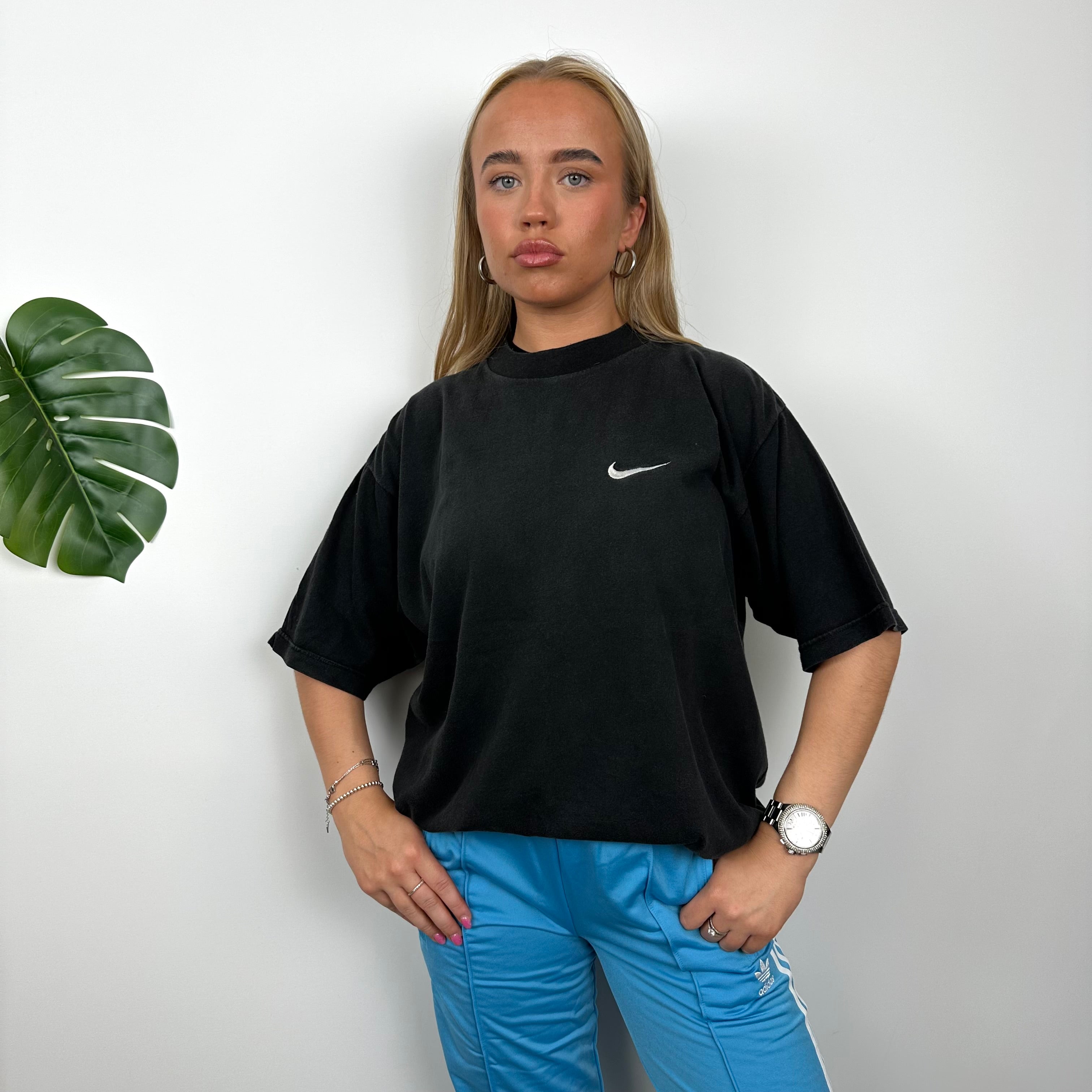 Nike Black Embroidered Swoosh T Shirt (L)