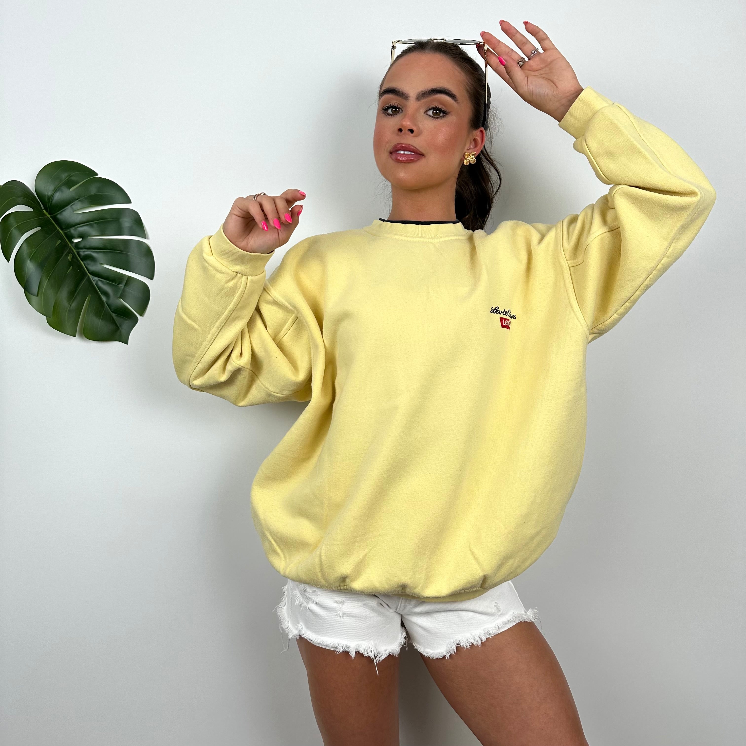 Levi’s Yellow Embroidered Spell Out Sweatshirt (L)