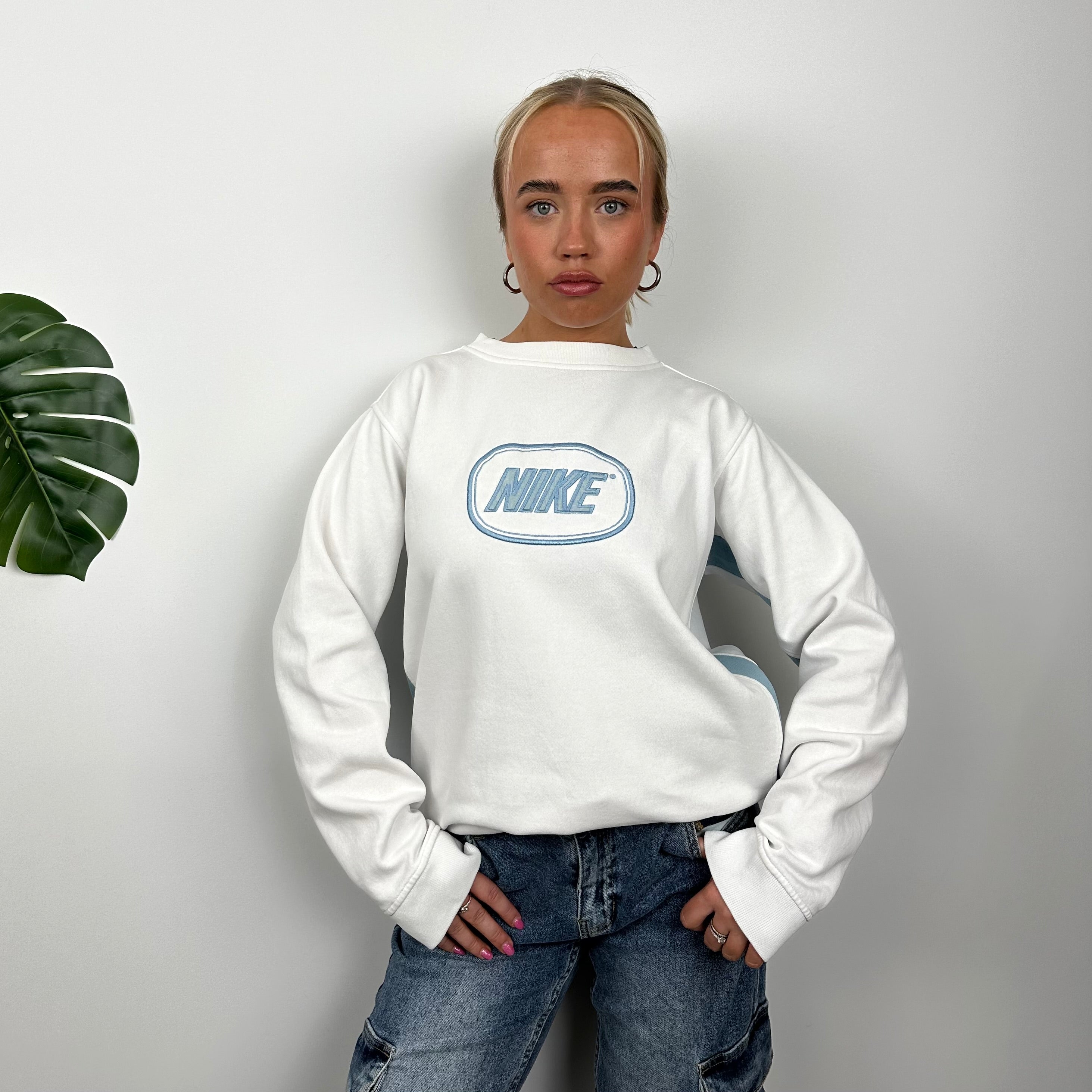 Nike RARE White Embroidered Spell Out Sweatshirt (S)