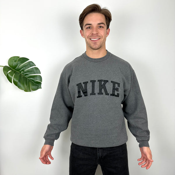 Nike Grey Embroidered Spell Out Sweatshirt (M)