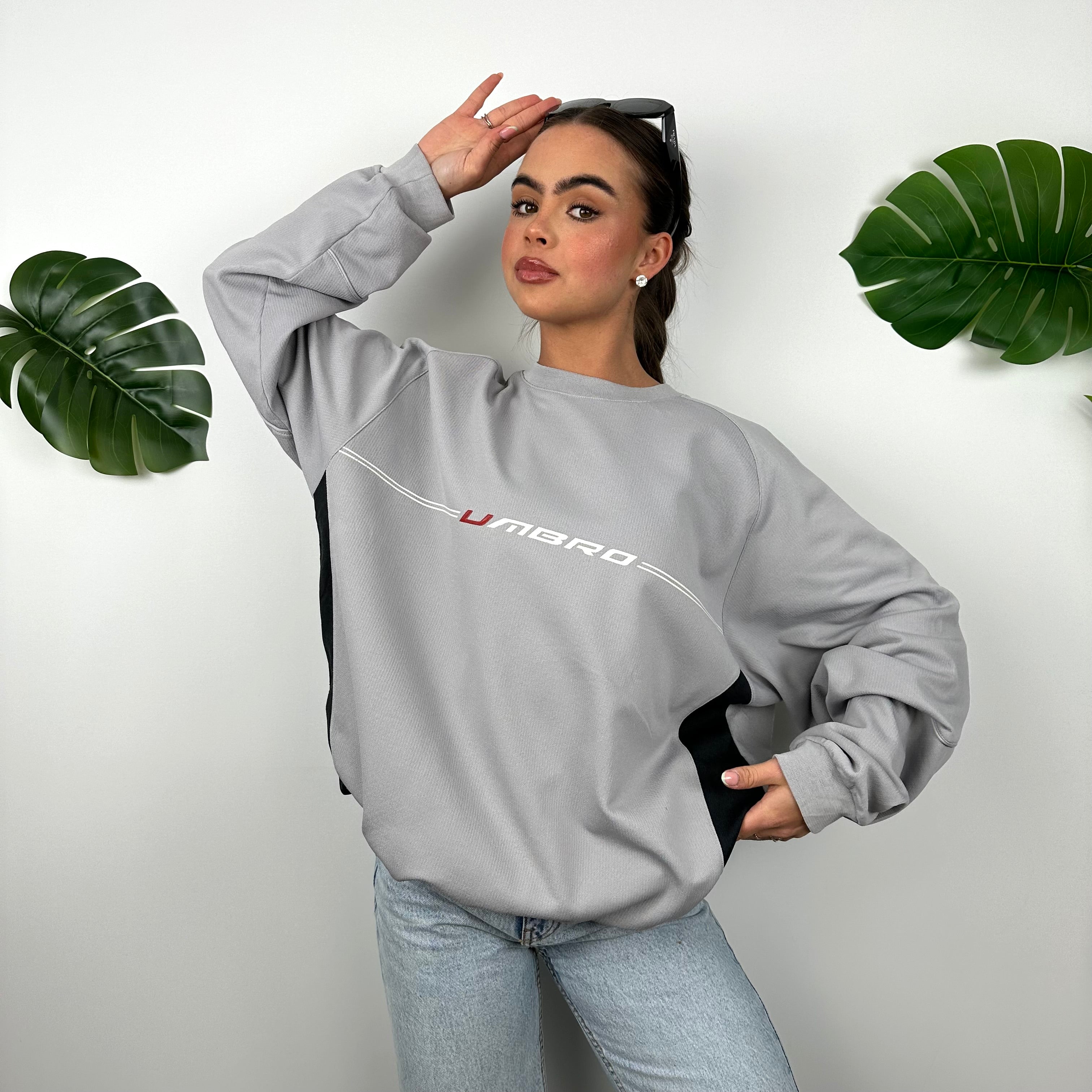 Umbro Grey Embroidered Spell Out Sweatshirt (XL)