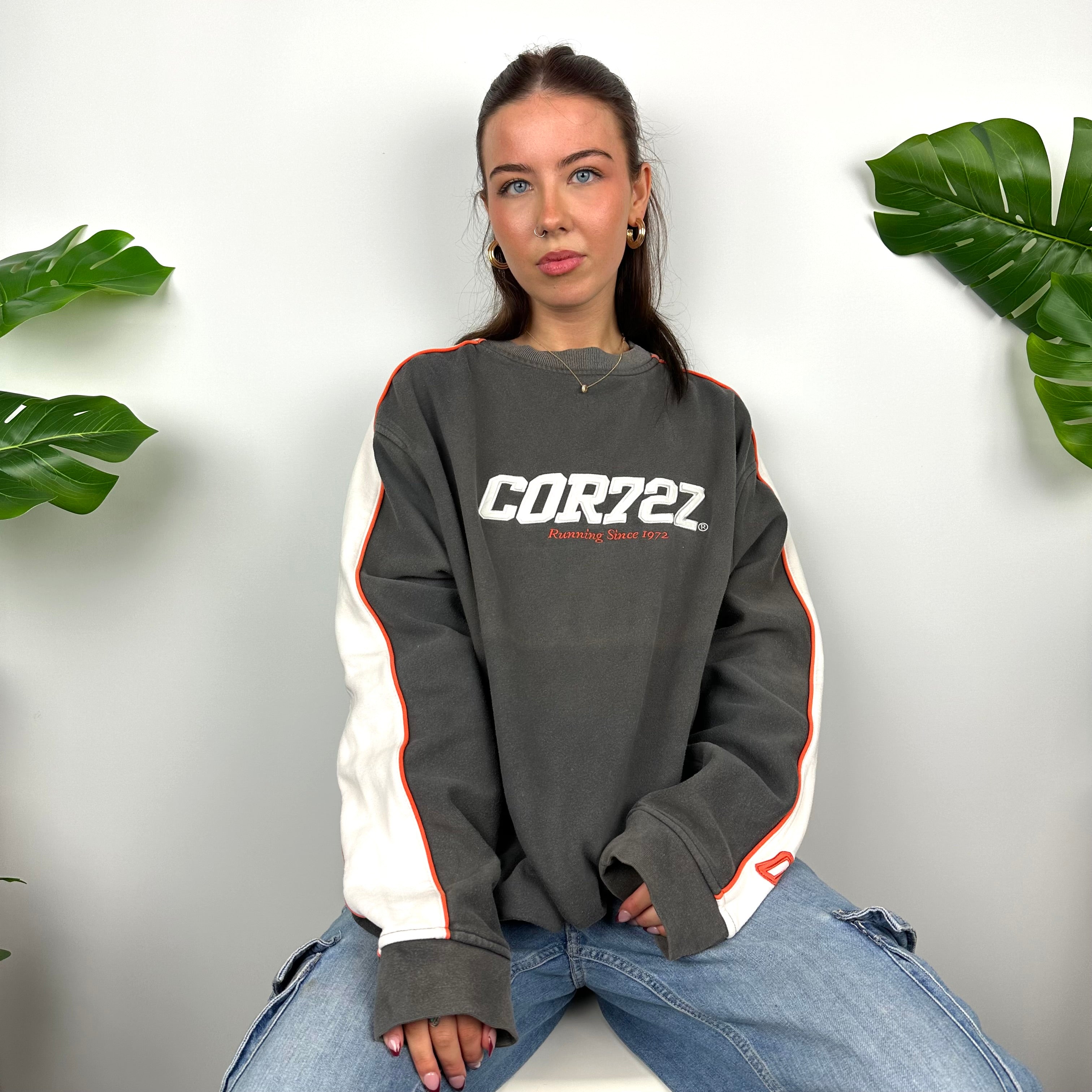 Nike Cortez Grey Embroidered Spell Out Sweatshirt (L)