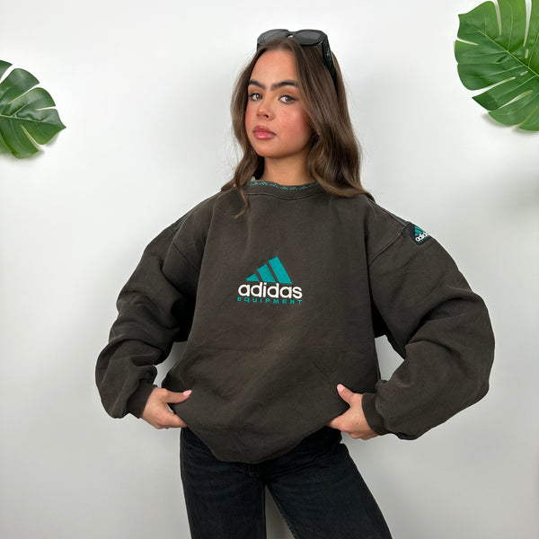 Adidas Equipment Black Embroidered Spell Out Sweatshirt (M)