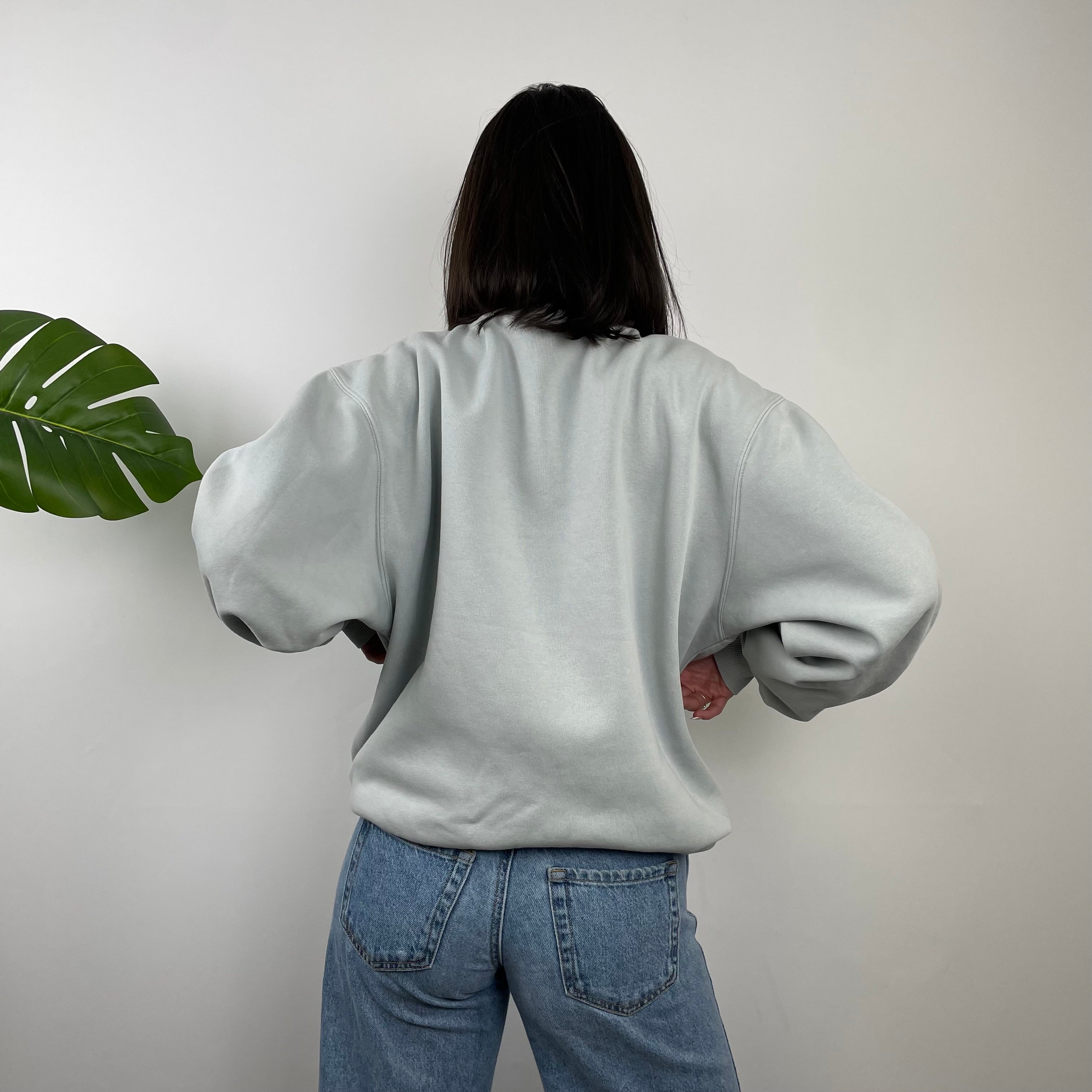 Adidas Baby Blue Embroidered Spell Out Sweatshirt (M)