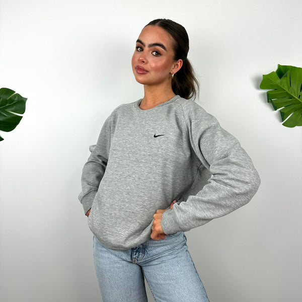 Nike Grey Embroidered Swoosh Sweatshirt (S)