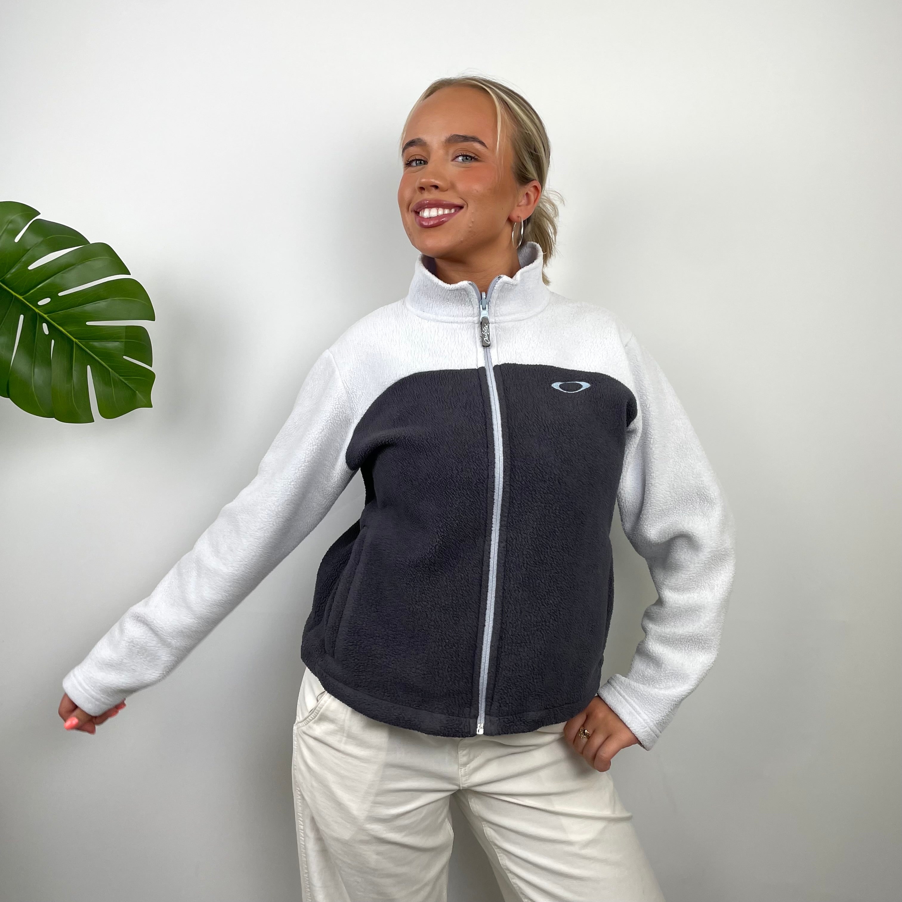 Oakley RARE Grey Embroidered Logo Zip Up Fleece (S)