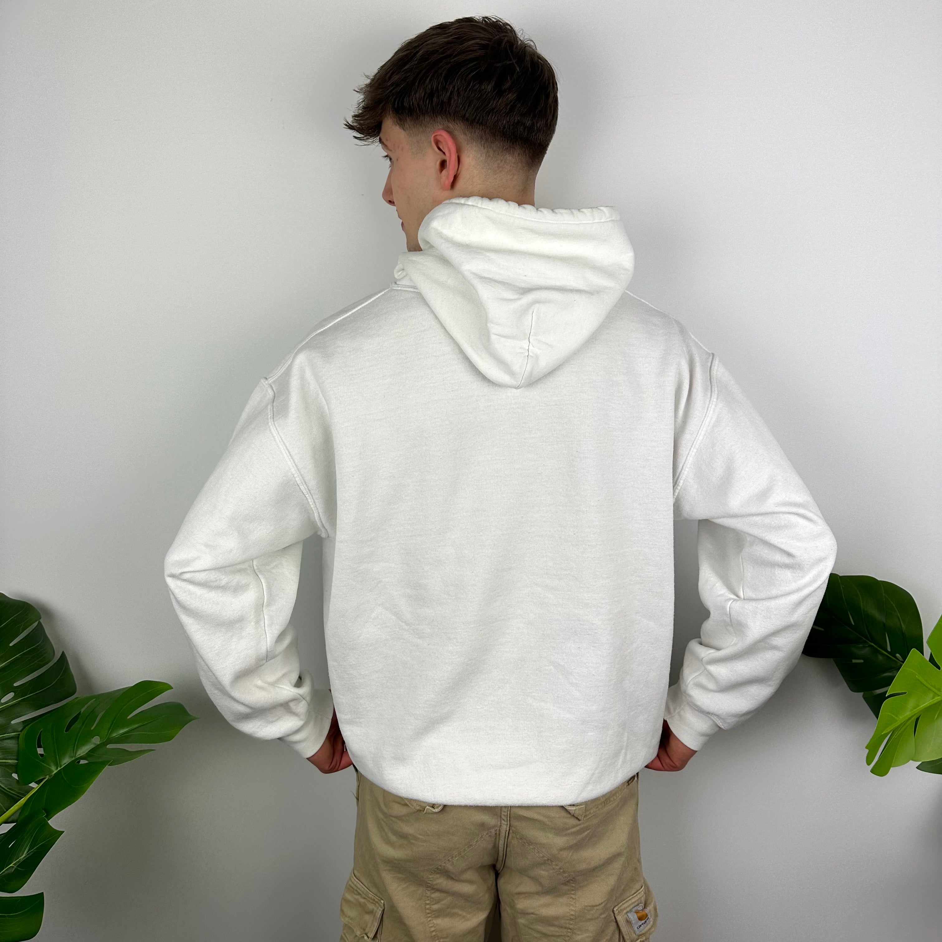 Nike White Embroidered Centre Swoosh Hoodie As Worn By Travis Scott (M)