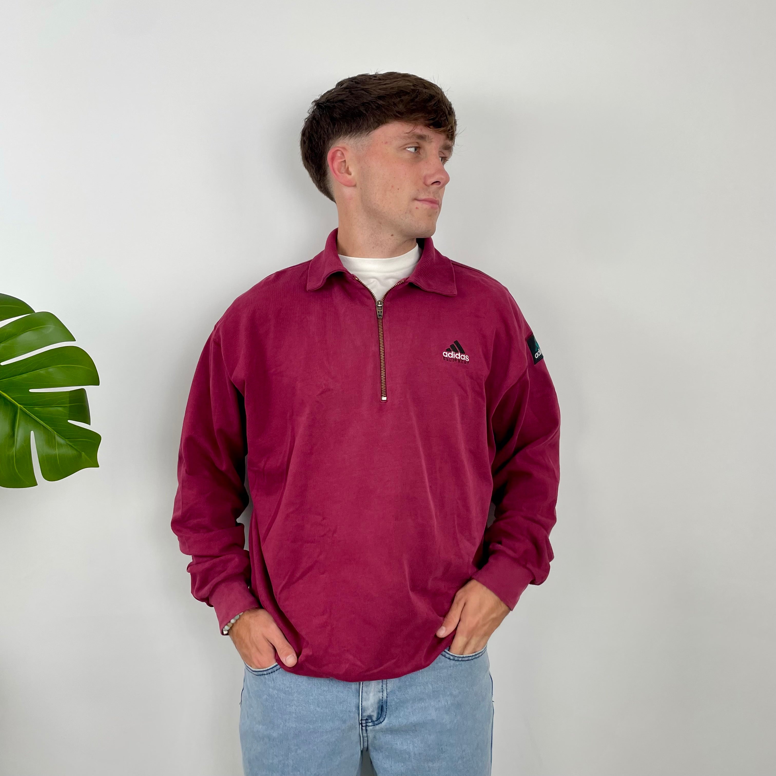 Adidas Equipment Maroon Embroidered Spell Out Sweatshirt (L)