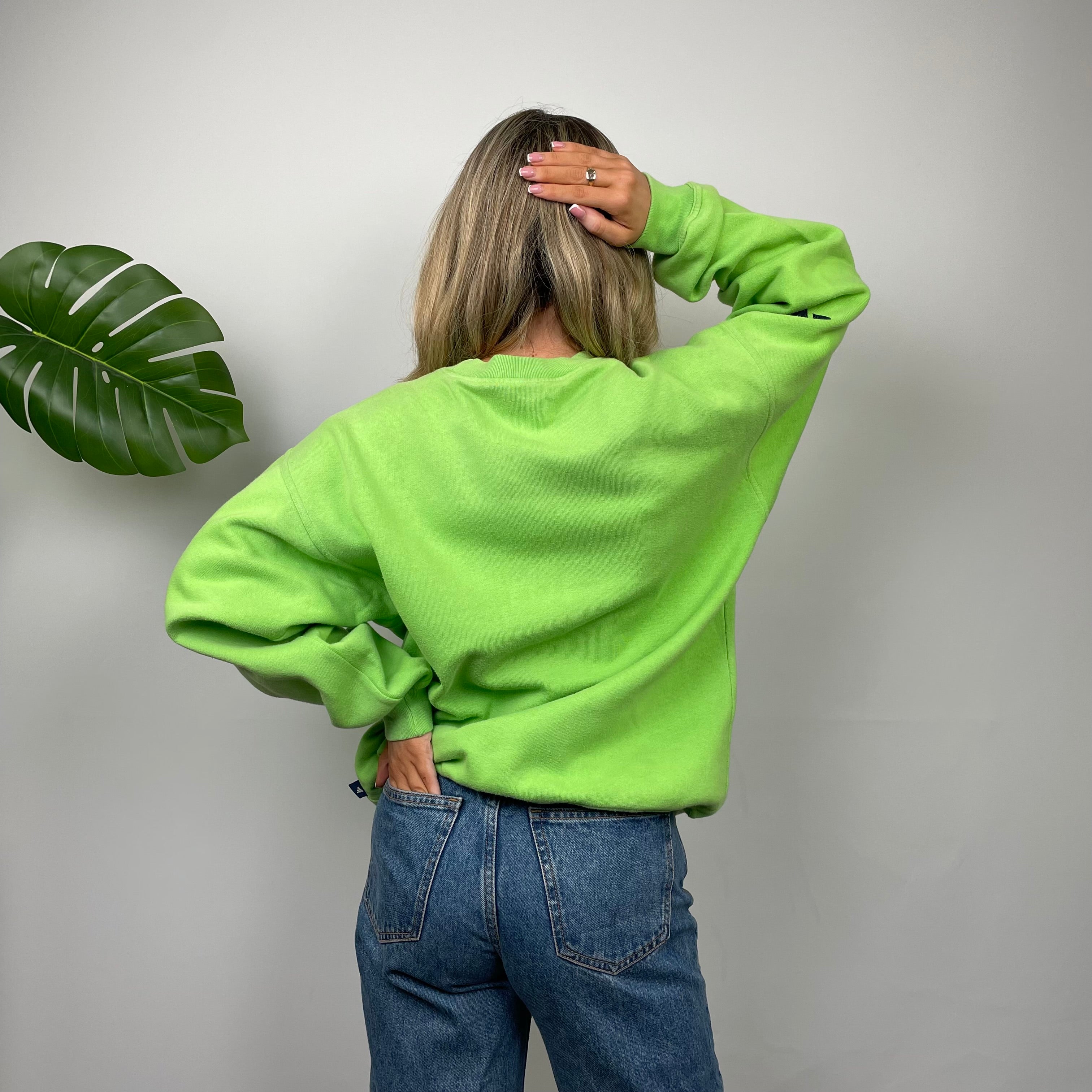 Adidas RARE Green Embroidered Spell Out Sweatshirt (S)