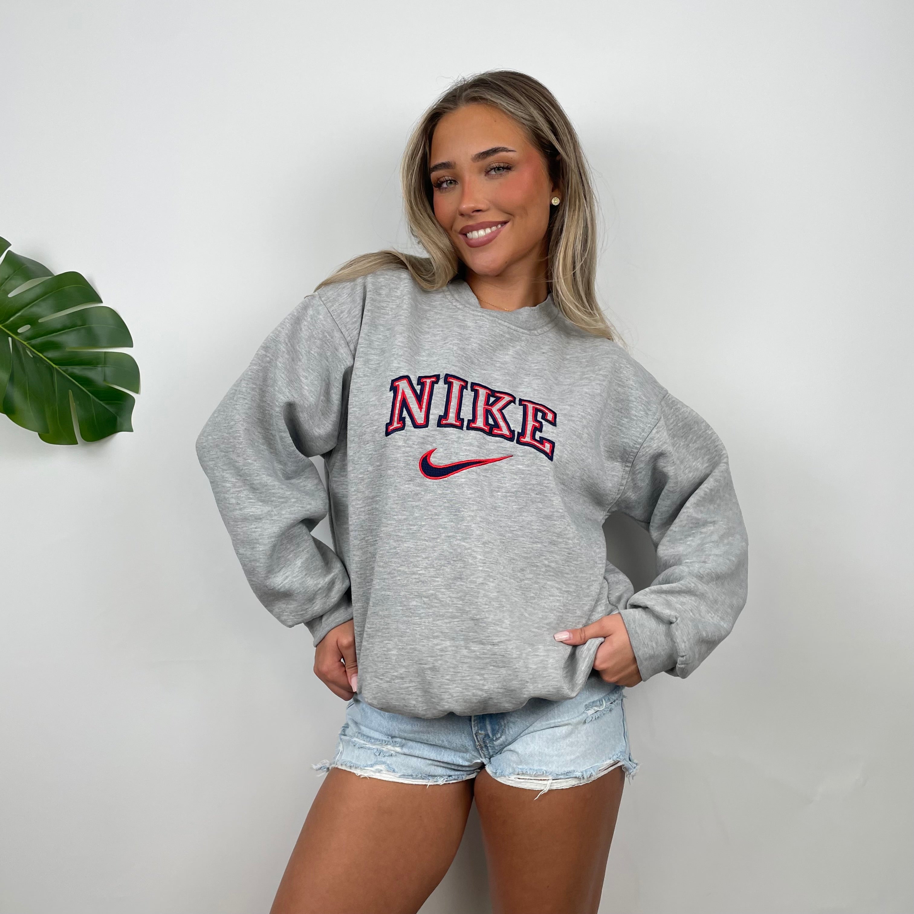 Nike Grey Embroidered Spell Out Sweatshirt (M)