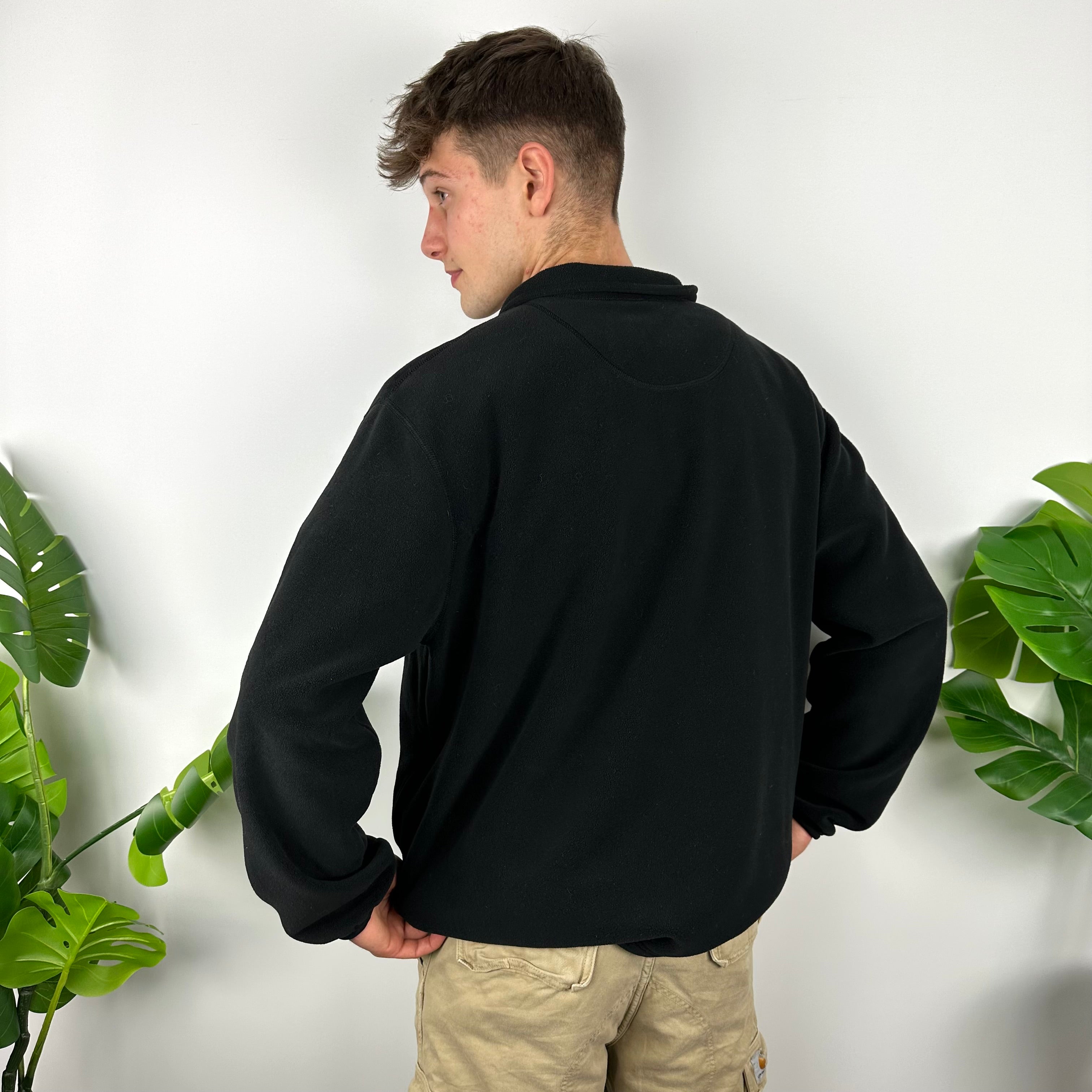 Polo Ralph Lauren Sport Black Embroidered Spell Out Teddy Bear Fleece Quarter Zip Sweatshirt (XL)