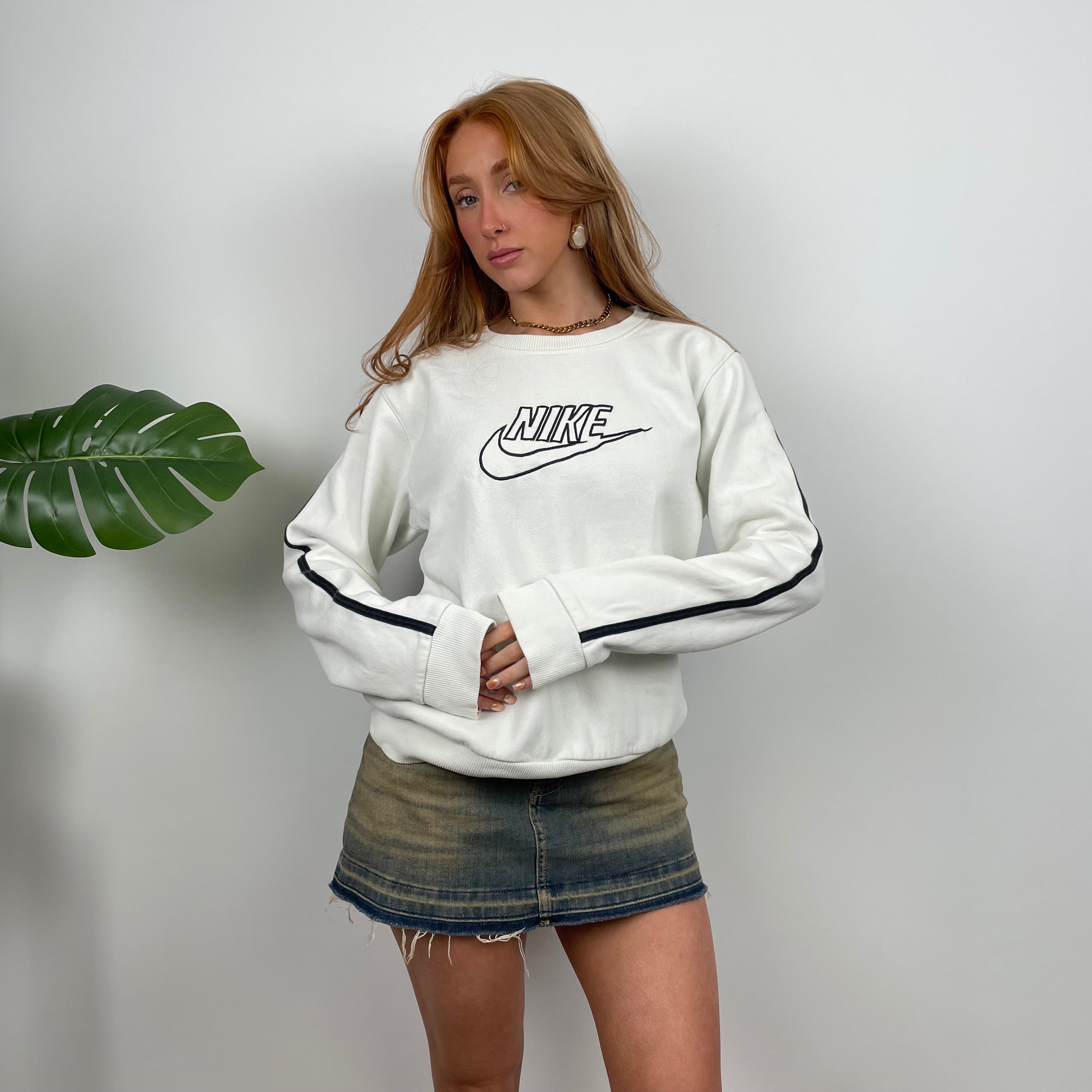 Nike White Embroidered Spell Out Sweatshirt (S)