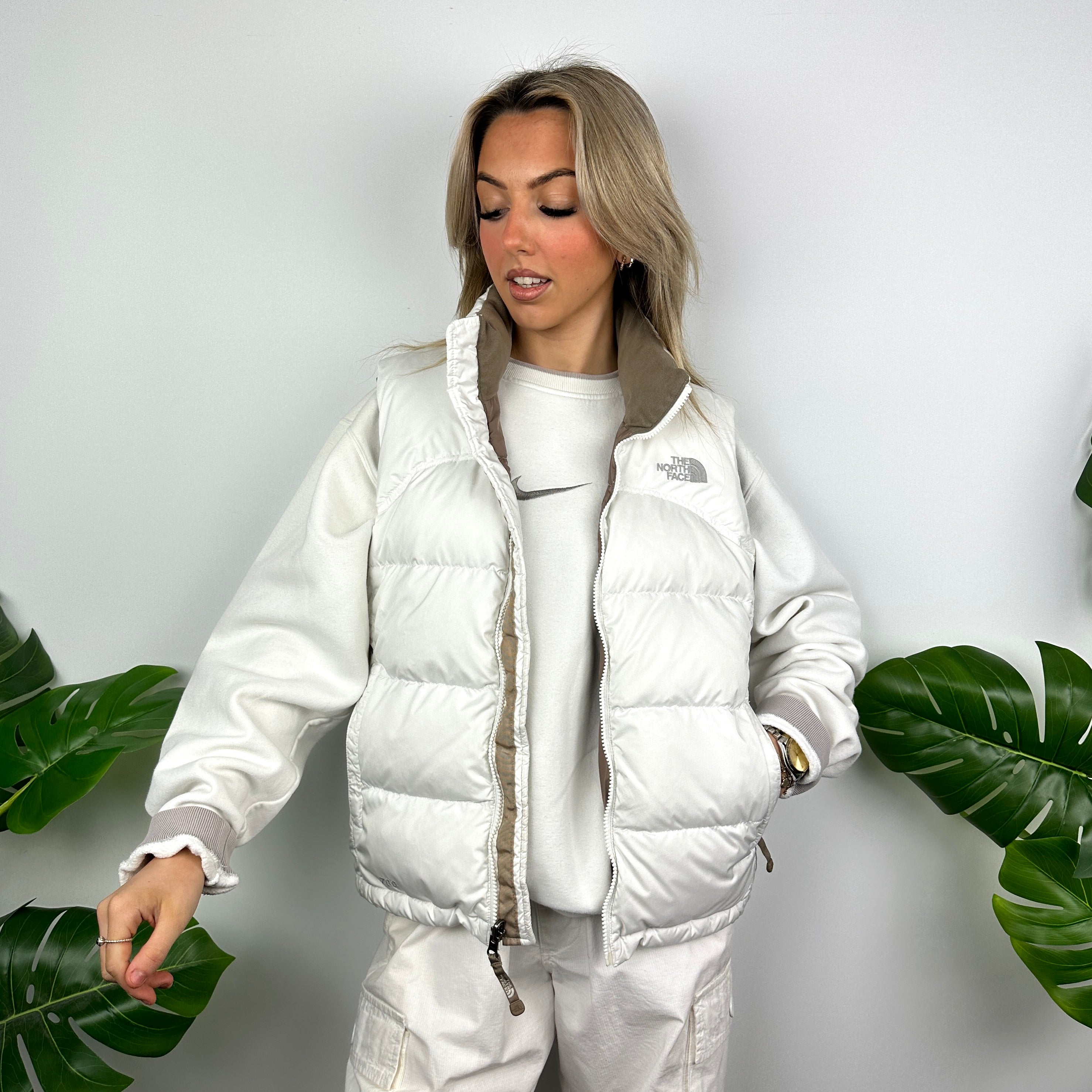 The North Face White Nuptse 700 Puffer Gilet (S)