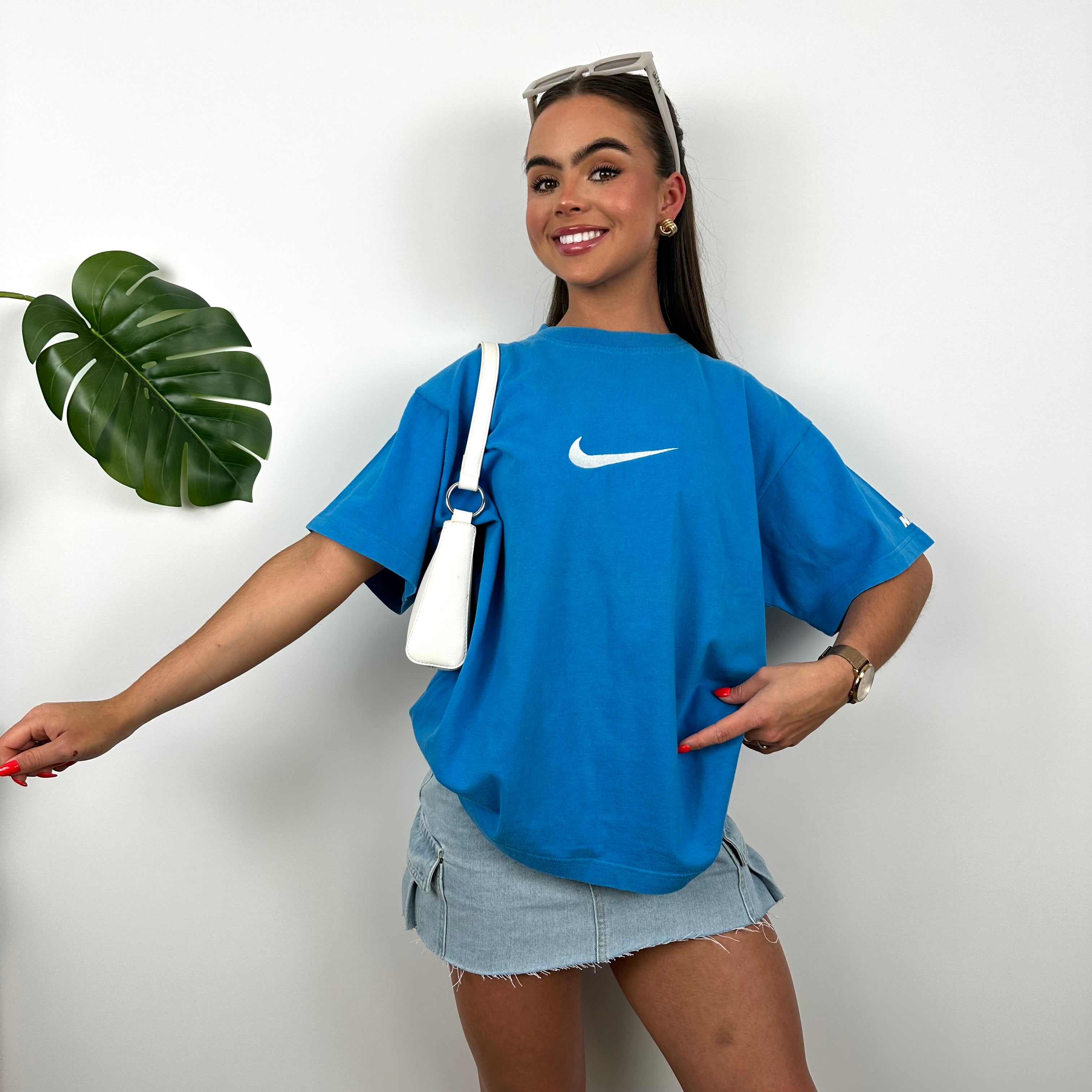 Nike Blue Embroidered Swoosh T Shirt (L)