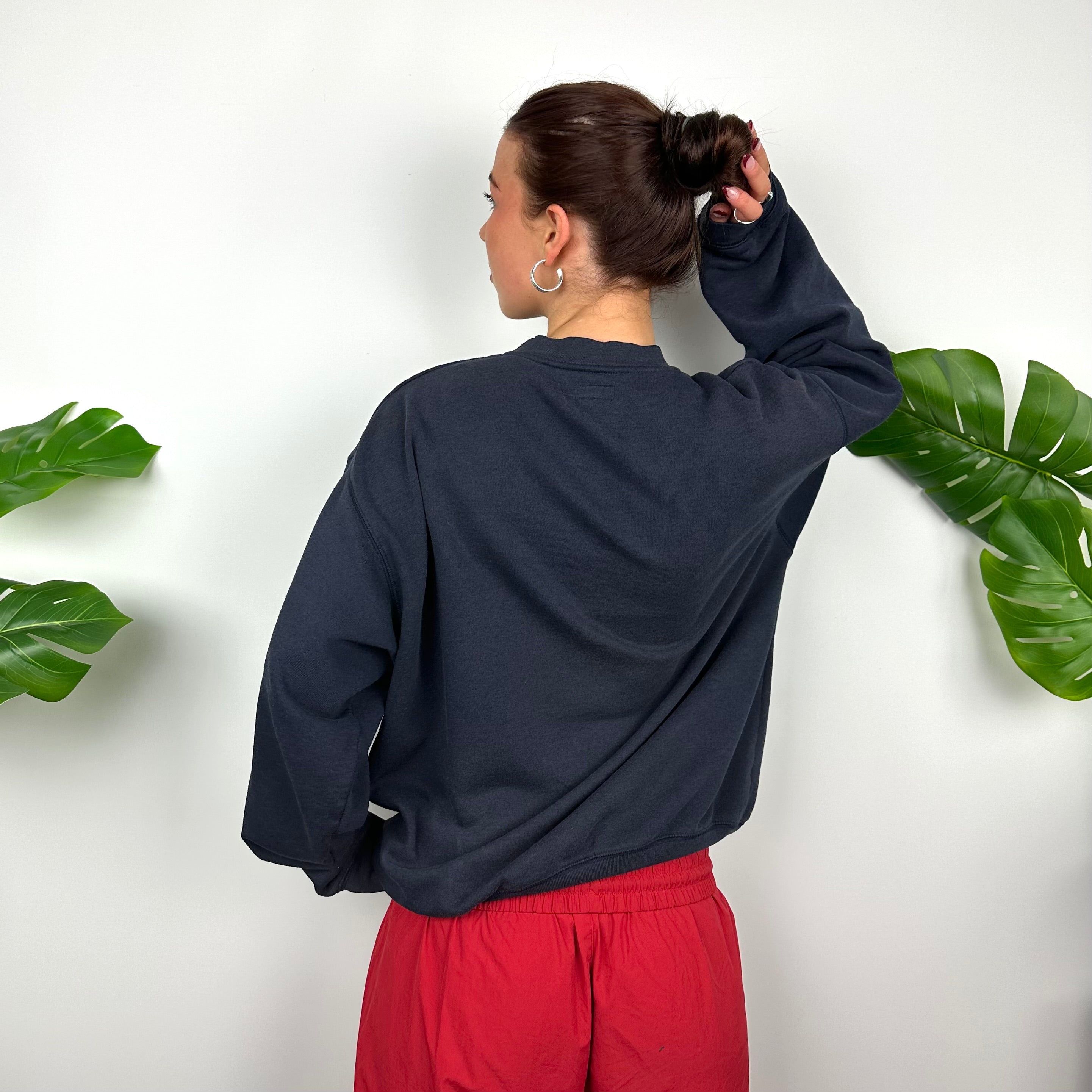 Reebok Navy Embroidered Spell Out Sweatshirt (M)