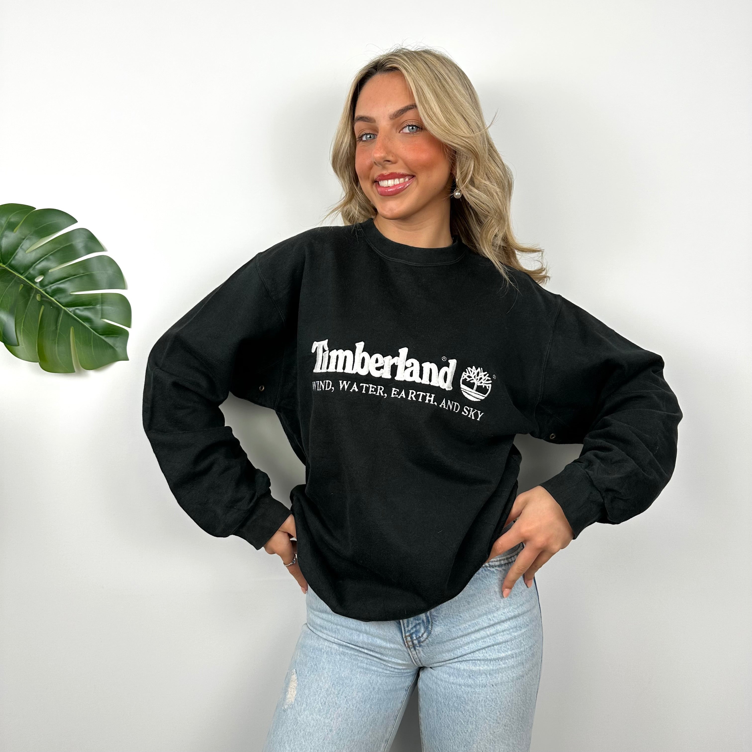 Timberland Black Embroidered Spell Out Sweatshirt (M)