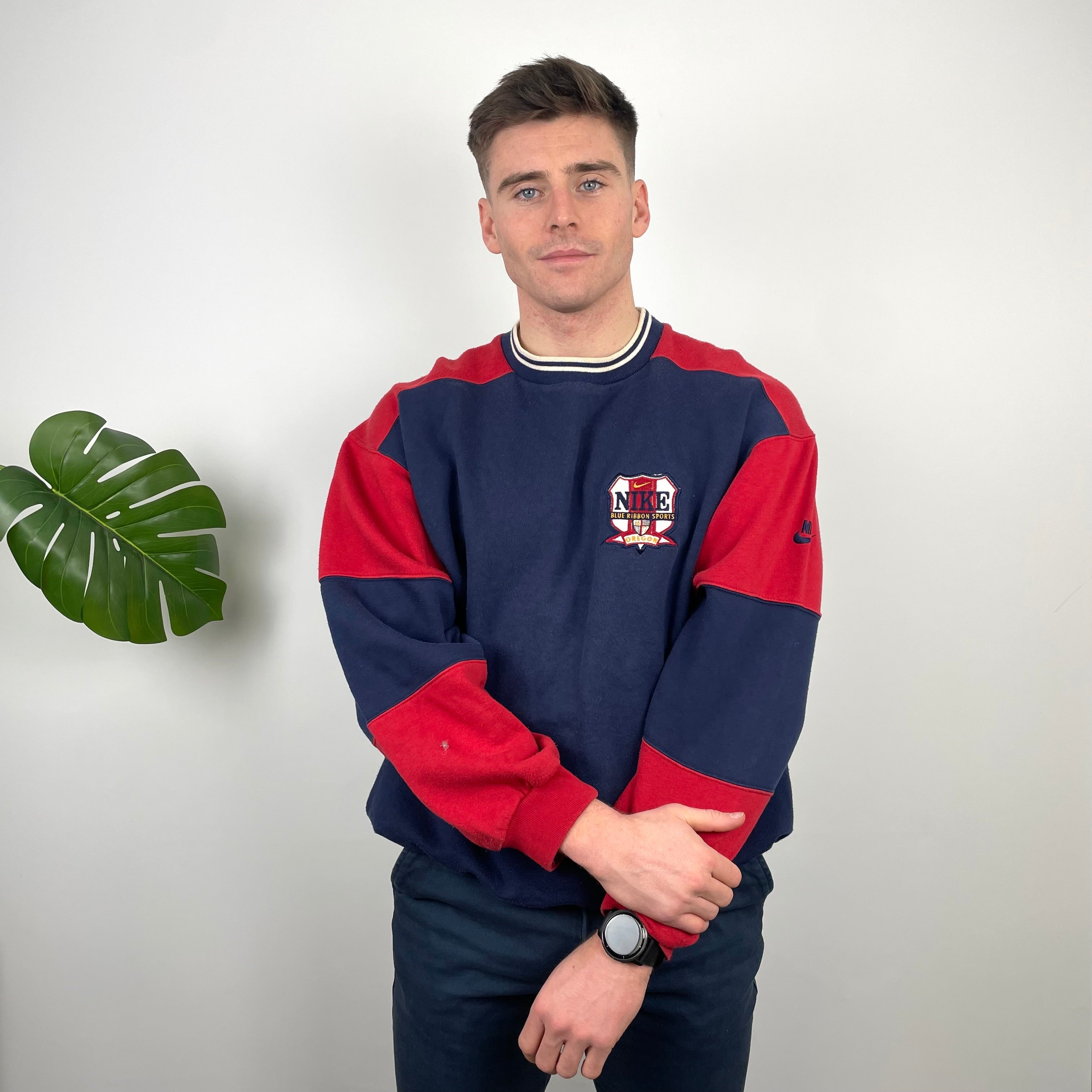 Nike Navy Embroidered Swoosh Sweatshirt (L)