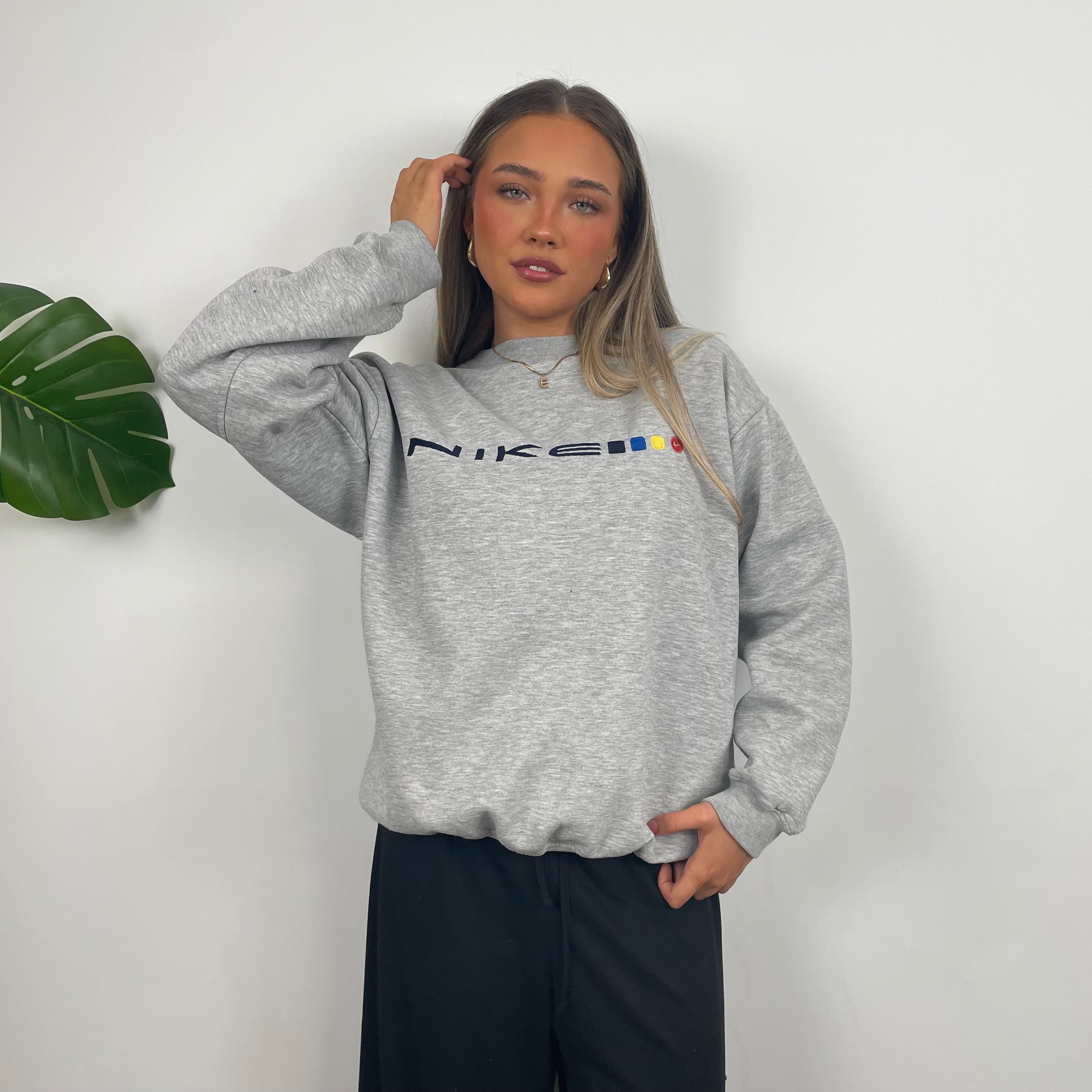 Nike Grey Embroidered Spell Out Sweatshirt (M)