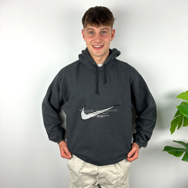 Nike Grey Embroidered Spell Out Hoodie (L)